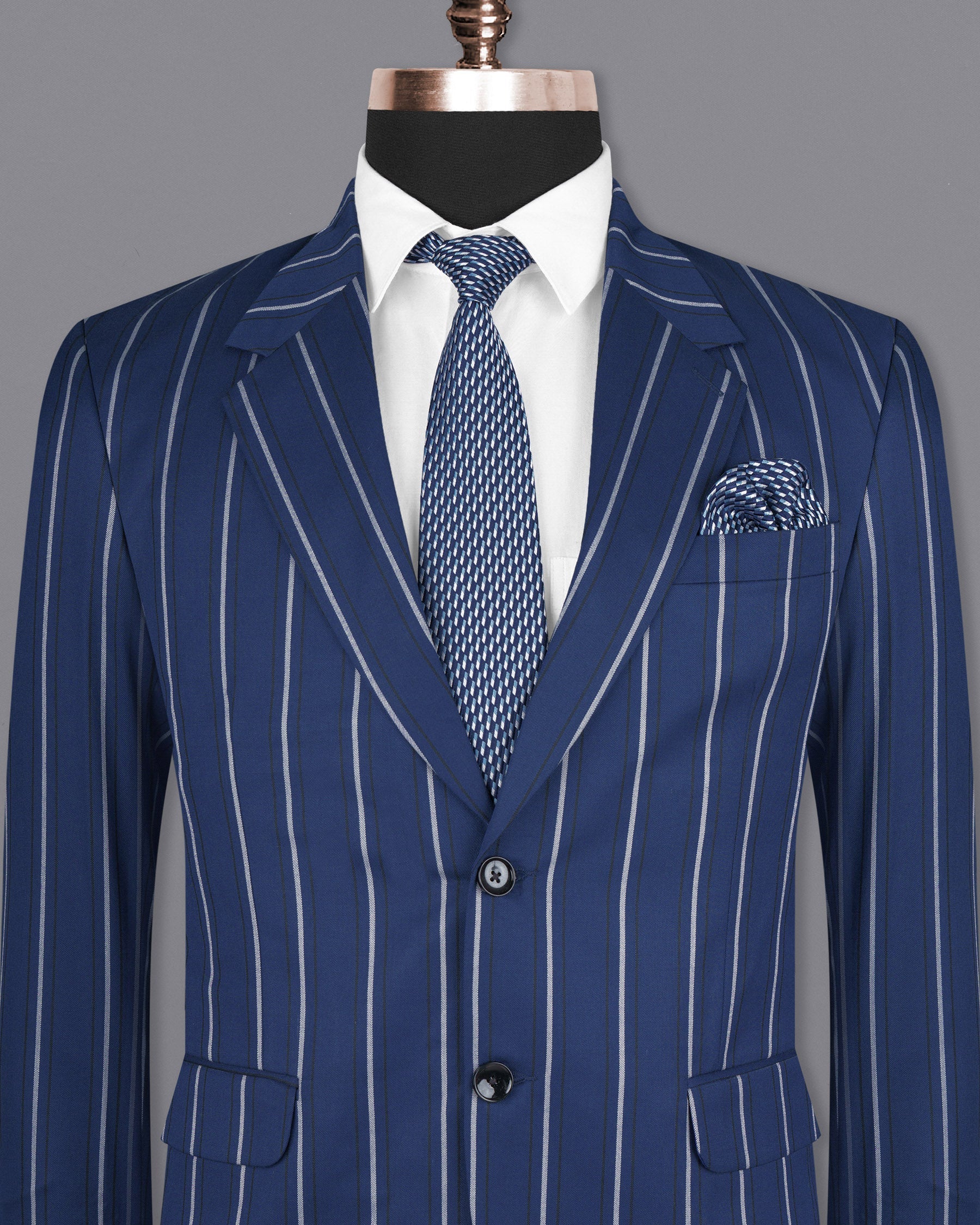 Rhino Blue Striped Wool Rich Blazer BL1596-SB-36, BL1596-SB-38, BL1596-SB-40, BL1596-SB-42, BL1596-SB-44, BL1596-SB-46, BL1596-SB-48, BL1596-SB-50, BL1596-SB-52, BL1596-SB-54, BL1596-SB-56, BL1596-SB-58, BL1596-SB-60