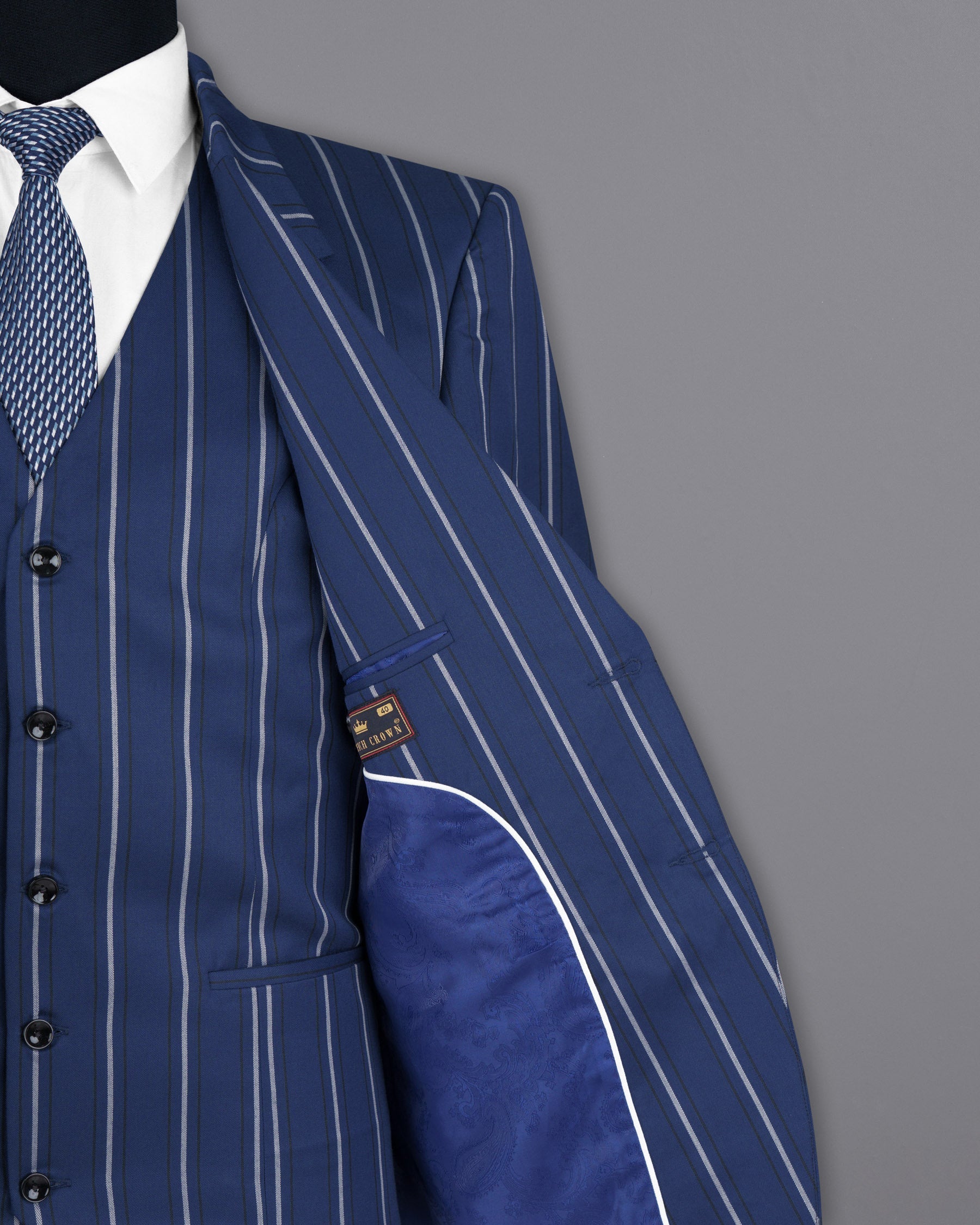 Rhino Blue Striped Wool Rich Blazer BL1596-SB-36, BL1596-SB-38, BL1596-SB-40, BL1596-SB-42, BL1596-SB-44, BL1596-SB-46, BL1596-SB-48, BL1596-SB-50, BL1596-SB-52, BL1596-SB-54, BL1596-SB-56, BL1596-SB-58, BL1596-SB-60