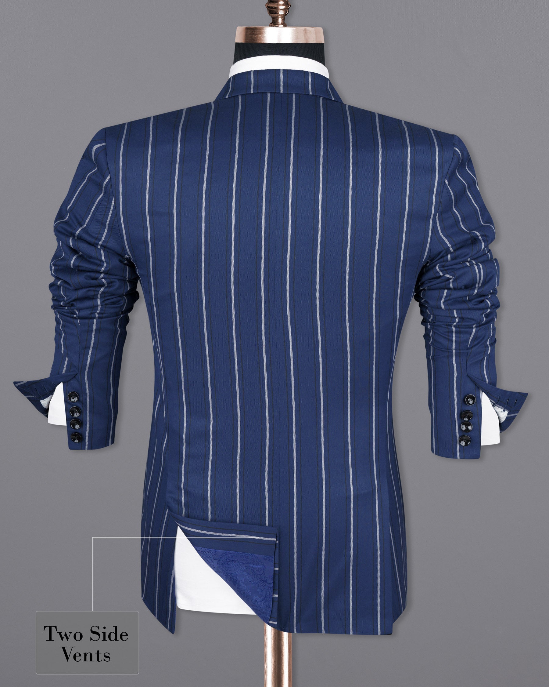 Rhino Blue Striped Wool Rich Blazer BL1596-SB-36, BL1596-SB-38, BL1596-SB-40, BL1596-SB-42, BL1596-SB-44, BL1596-SB-46, BL1596-SB-48, BL1596-SB-50, BL1596-SB-52, BL1596-SB-54, BL1596-SB-56, BL1596-SB-58, BL1596-SB-60