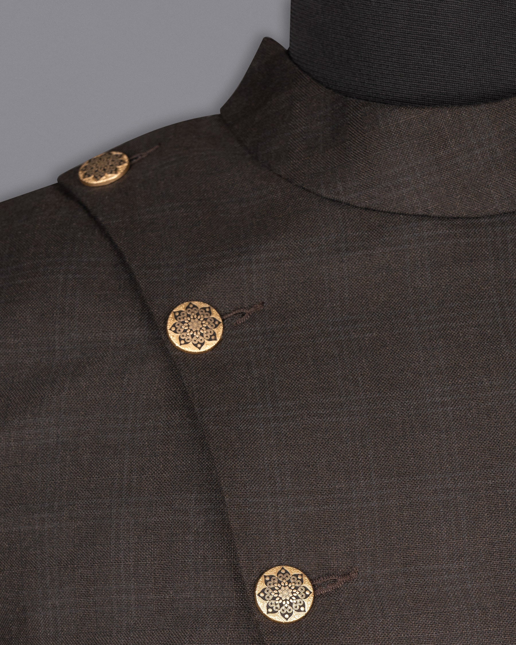 Armadillo Brown subtle windowpane Cross Buttoned Wool Rich Bandhgala Blazer BL1598-CBG2-36, BL1598-CBG2-38, BL1598-CBG2-40, BL1598-CBG2-42, BL1598-CBG2-44, BL1598-CBG2-46, BL1598-CBG2-48, BL1598-CBG2-50, BL1598-CBG2-52, BL1598-CBG2-54, BL1598-CBG2-56, BL1598-CBG2-58, BL1598-CBG2-60