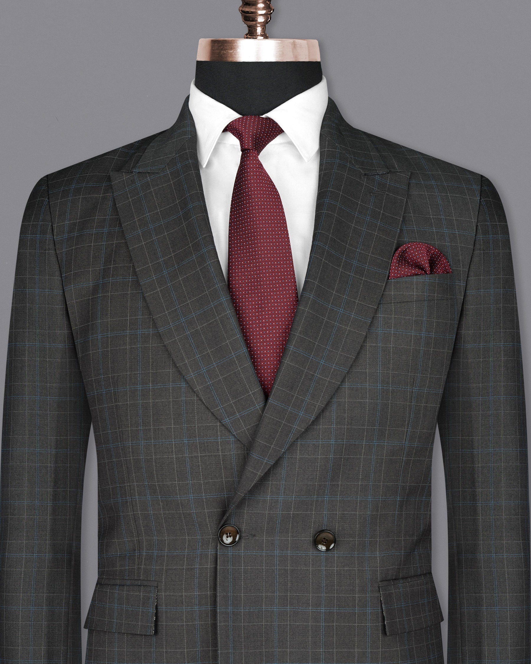 Cape Cod Gray Super fine Checkered Double Breasted Wool Rich Blazer BL1603-DB-2B-36, BL1603-DB-2B-38, BL1603-DB-2B-40, BL1603-DB-2B-42, BL1603-DB-2B-44, BL1603-DB-2B-46, BL1603-DB-2B-48, BL1603-DB-2B-50, BL1603-DB-2B-52, BL1603-DB-2B-54, BL1603-DB-2B-56, BL1603-DB-2B-58, BL1603-DB-2B-60