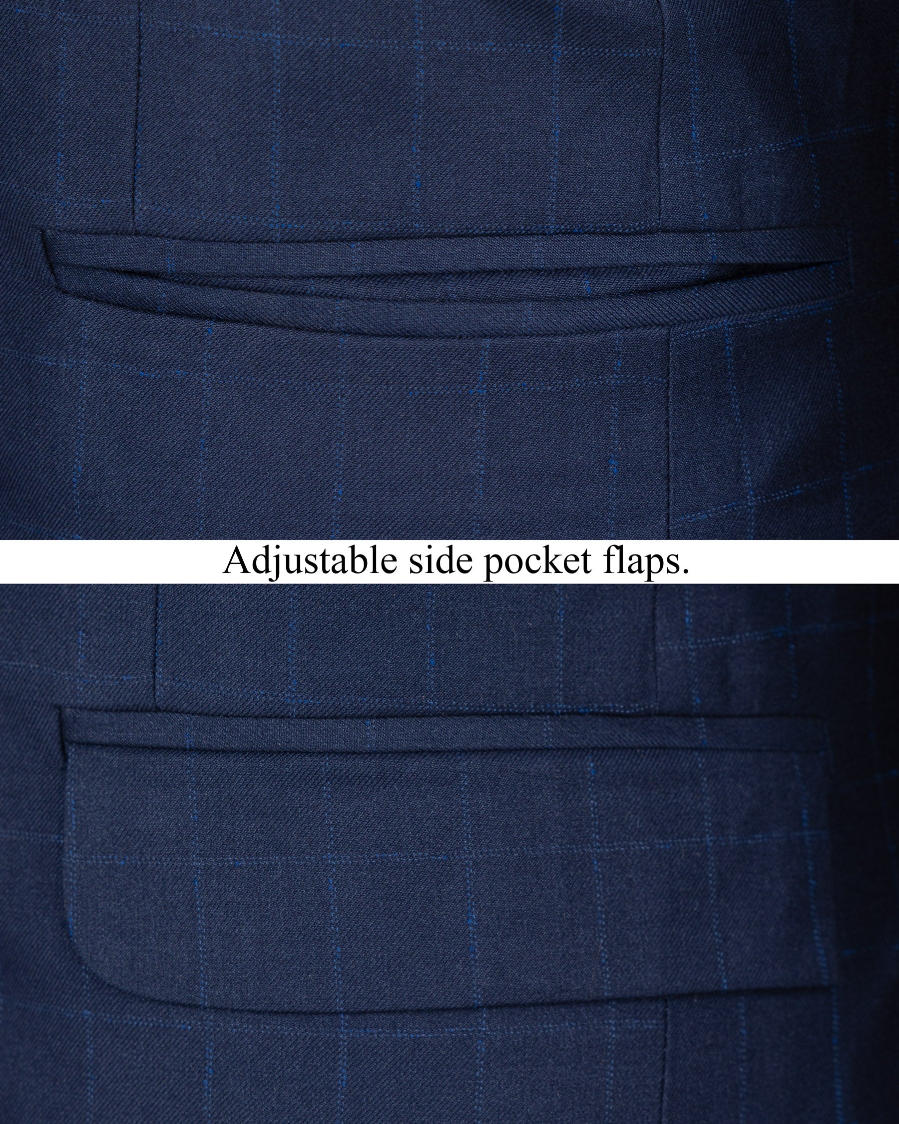 Big Stone Blue Super fine Subtle Checkered Wool Rich Blazer BL1606-SB-36, BL1606-SB-38, BL1606-SB-40, BL1606-SB-42, BL1606-SB-44, BL1606-SB-46, BL1606-SB-48, BL1606-SB-50, BL1606-SB-52, BL1606-SB-54, BL1606-SB-56, BL1606-SB-58, BL1606-SB-60