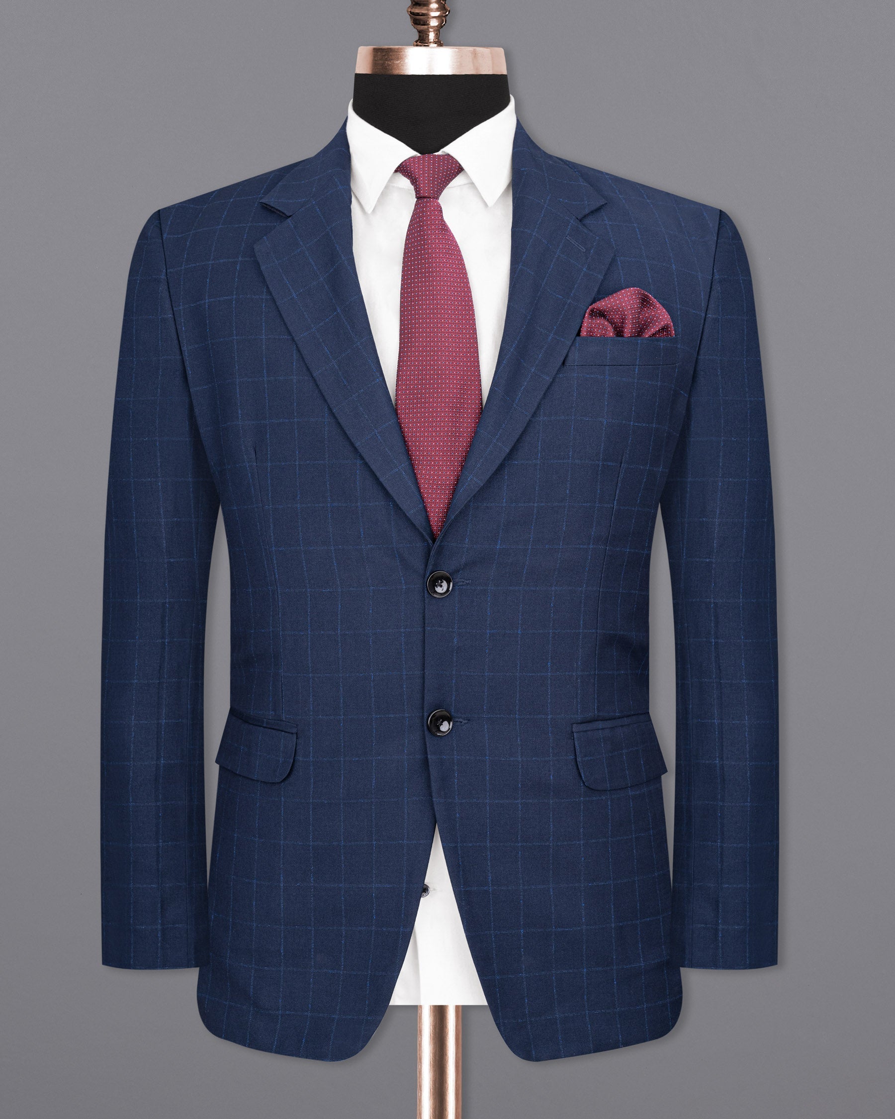 Big Stone Blue Super fine Subtle Checkered Wool Rich Blazer BL1606-SB-36, BL1606-SB-38, BL1606-SB-40, BL1606-SB-42, BL1606-SB-44, BL1606-SB-46, BL1606-SB-48, BL1606-SB-50, BL1606-SB-52, BL1606-SB-54, BL1606-SB-56, BL1606-SB-58, BL1606-SB-60