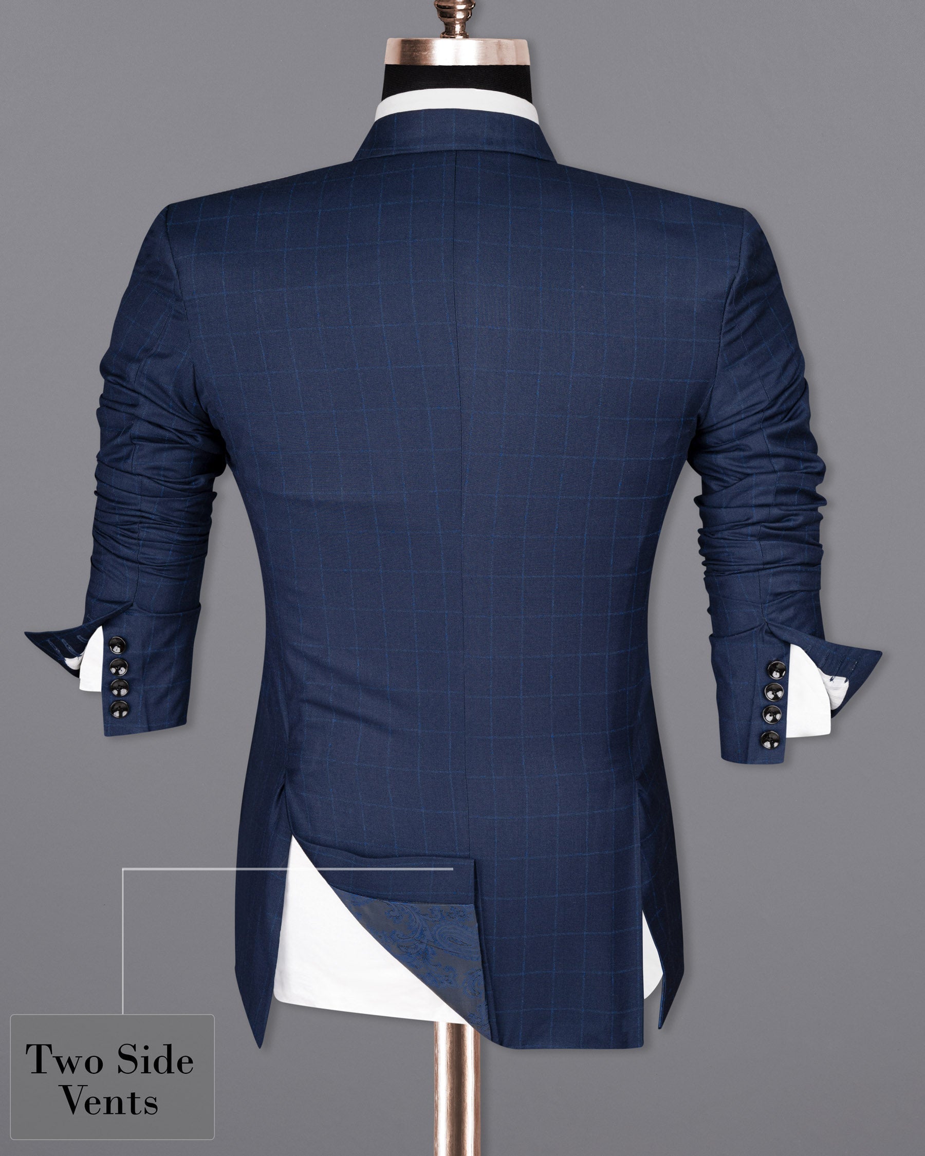 Big Stone Blue Super fine Subtle Checkered Wool Rich Blazer BL1606-SB-36, BL1606-SB-38, BL1606-SB-40, BL1606-SB-42, BL1606-SB-44, BL1606-SB-46, BL1606-SB-48, BL1606-SB-50, BL1606-SB-52, BL1606-SB-54, BL1606-SB-56, BL1606-SB-58, BL1606-SB-60