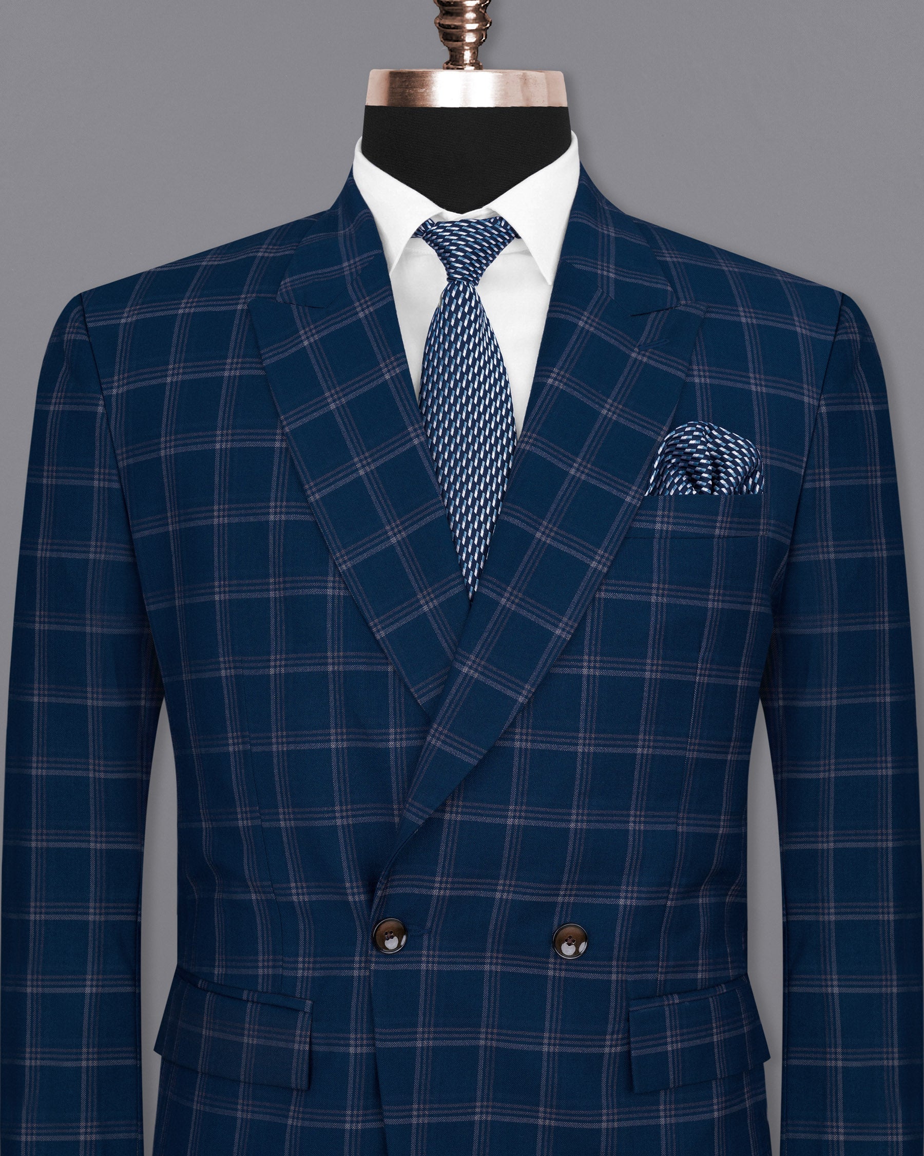 Cloud Burst Blue Super fine Windowpane Double Breasted Wool Rich Blazer BL1610-DB-2B-36, BL1610-DB-2B-38, BL1610-DB-2B-40, BL1610-DB-2B-42, BL1610-DB-2B-44, BL1610-DB-2B-46, BL1610-DB-2B-48, BL1610-DB-2B-50, BL1610-DB-2B-52, BL1610-DB-2B-54, BL1610-DB-2B-56, BL1610-DB-2B-58, BL1610-DB-2B-60