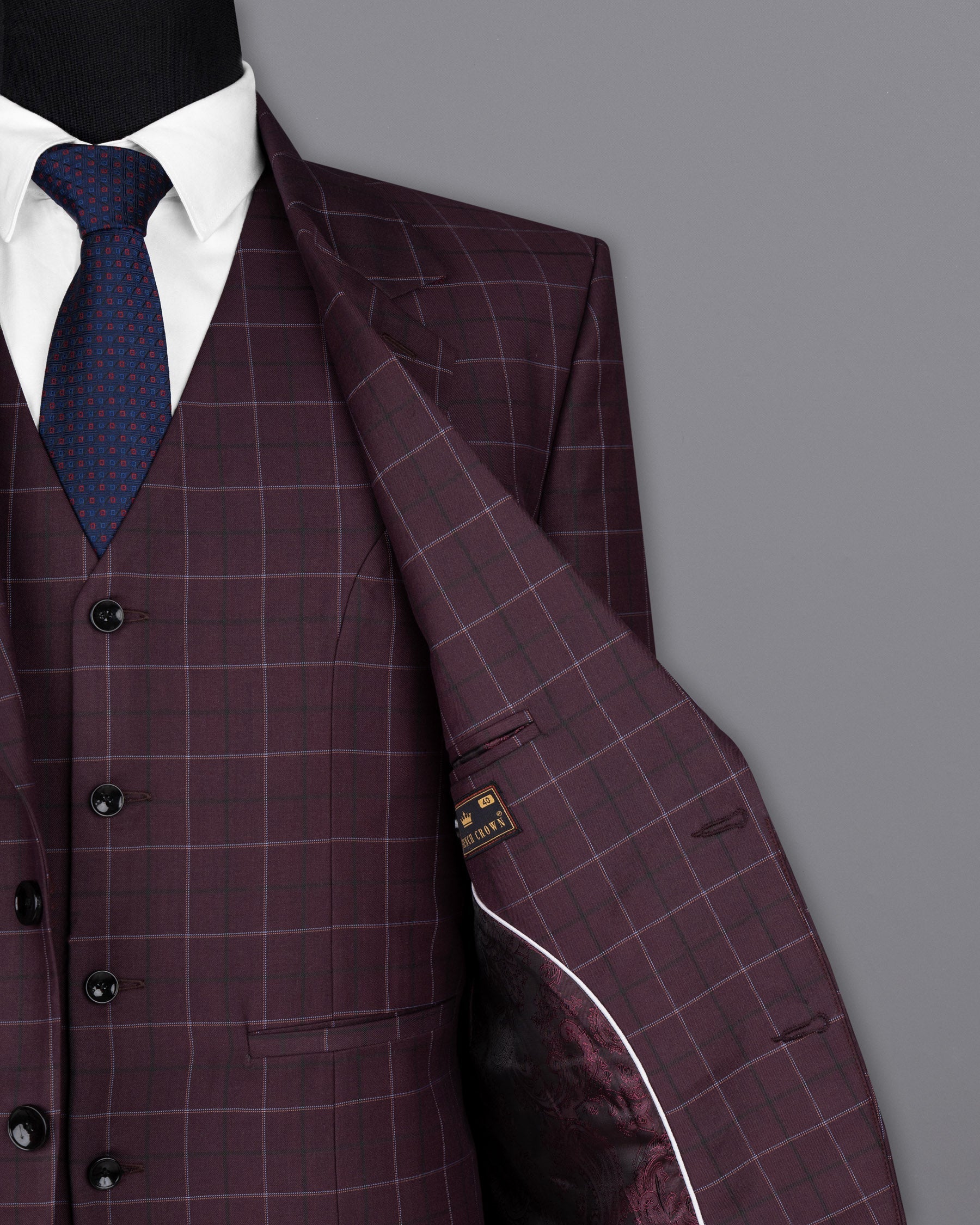 Livid Burgundy Super fine Windowpane Wool Rich Blazer BL1611-SB-36, BL1611-SB-38, BL1611-SB-40, BL1611-SB-42, BL1611-SB-44, BL1611-SB-46, BL1611-SB-48, BL1611-SB-50, BL1611-SB-52, BL1611-SB-54, BL1611-SB-56, BL1611-SB-58, BL1611-SB-60