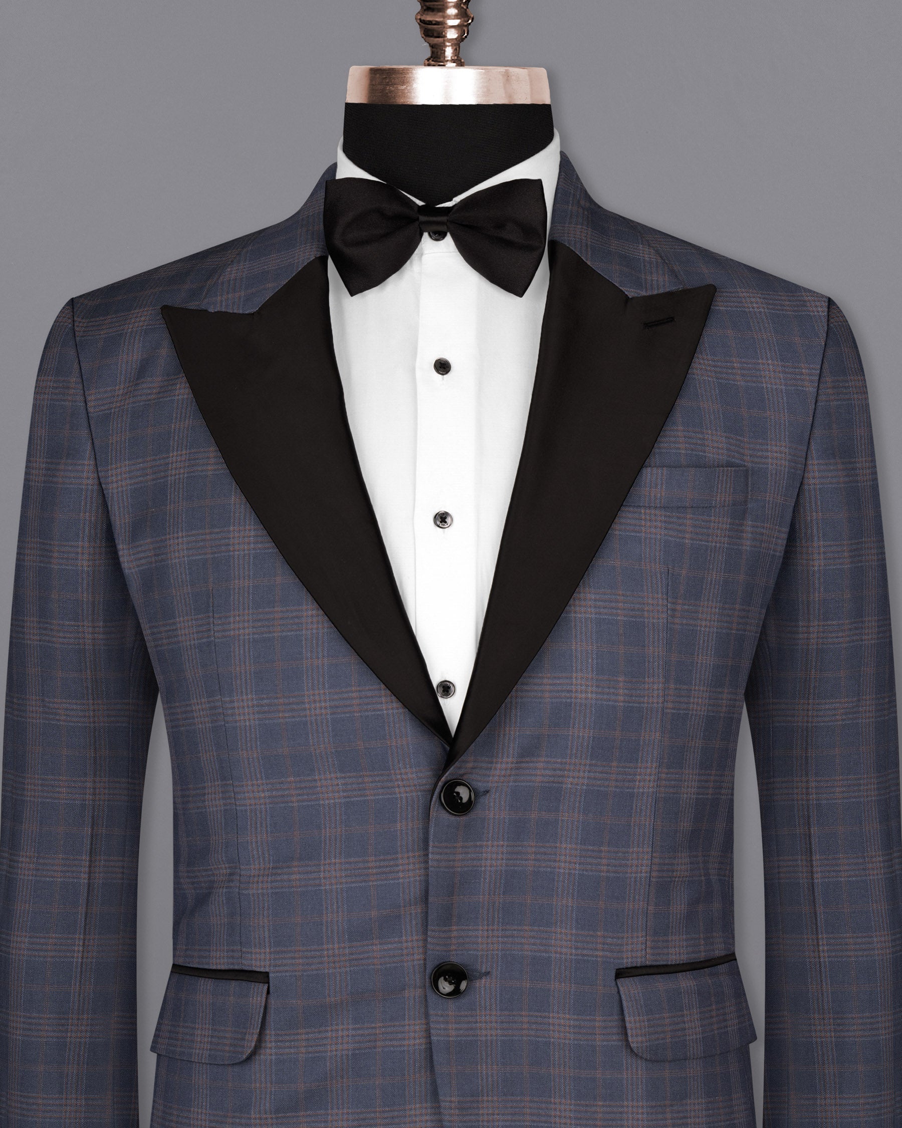 Trout Gray Super fine Checkered Wool Rich Tuxedo Blazer BL1613-BKL-P-36, BL1613-BKL-P-38, BL1613-BKL-P-40, BL1613-BKL-P-42, BL1613-BKL-P-44, BL1613-BKL-P-46, BL1613-BKL-P-48, BL1613-BKL-P-50, BL1613-BKL-P-52, BL1613-BKL-P-54, BL1613-BKL-P-56, BL1613-BKL-P-58, BL1613-BKL-P-60