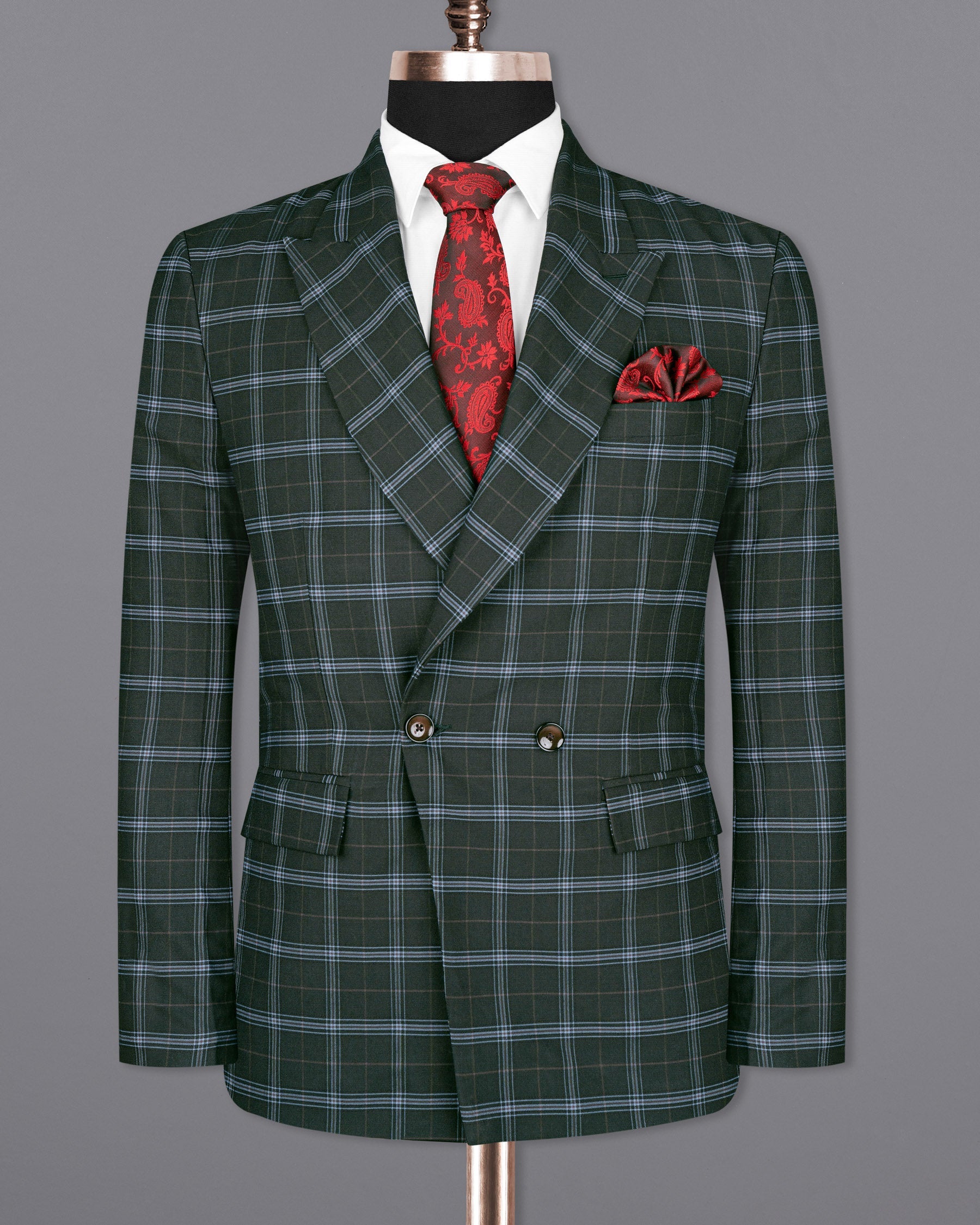 Log Cabin Green Super fine Windowpane Wool Rich Double Breasted Blazer BL1614-DB-2B-36, BL1614-DB-2B-38, BL1614-DB-2B-40, BL1614-DB-2B-42, BL1614-DB-2B-44, BL1614-DB-2B-46, BL1614-DB-2B-48, BL1614-DB-2B-50, BL1614-DB-2B-52, BL1614-DB-2B-54, BL1614-DB-2B-56, BL1614-DB-2B-58, BL1614-DB-2B-60