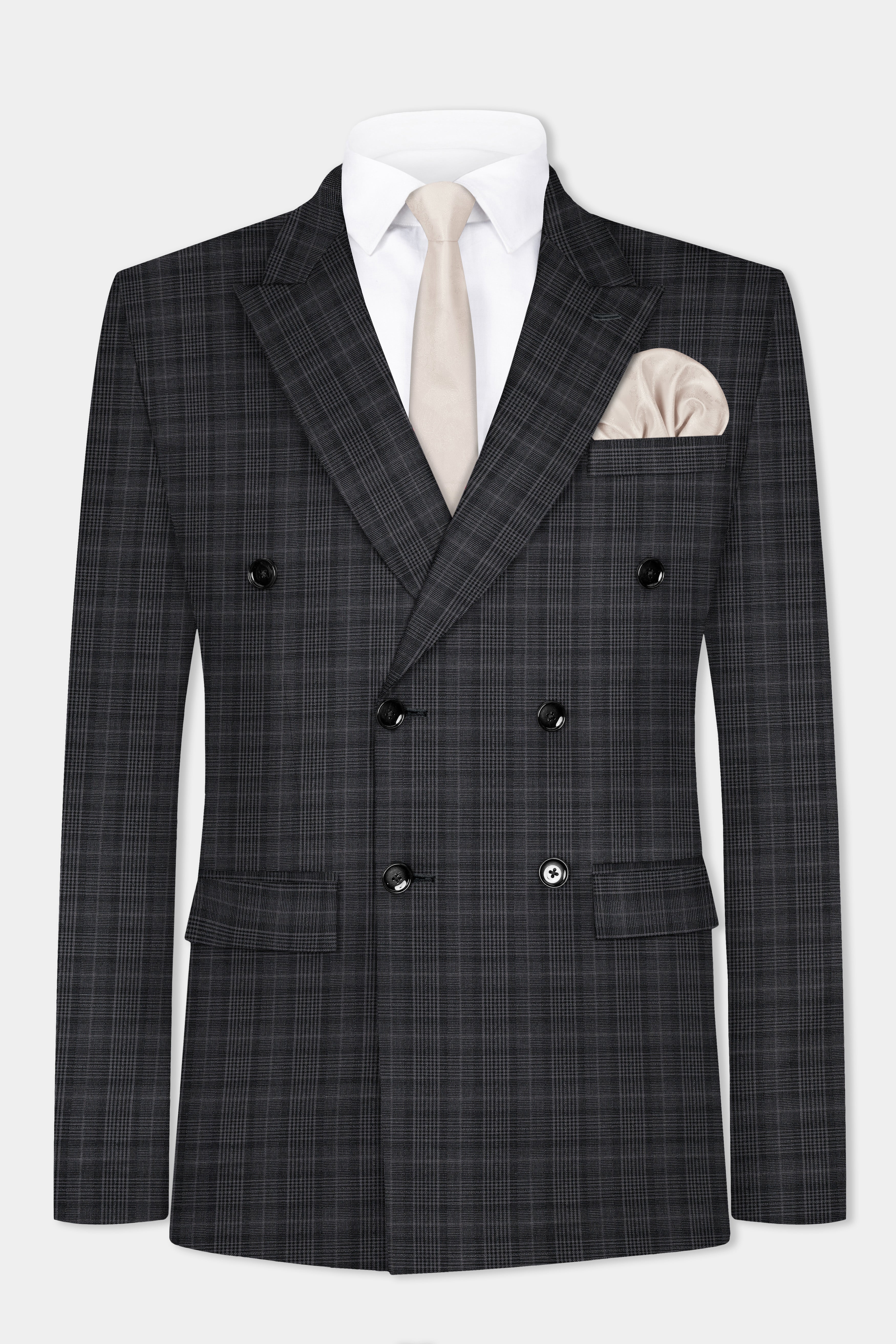 Charcoal Plaid Double Breasted blazer