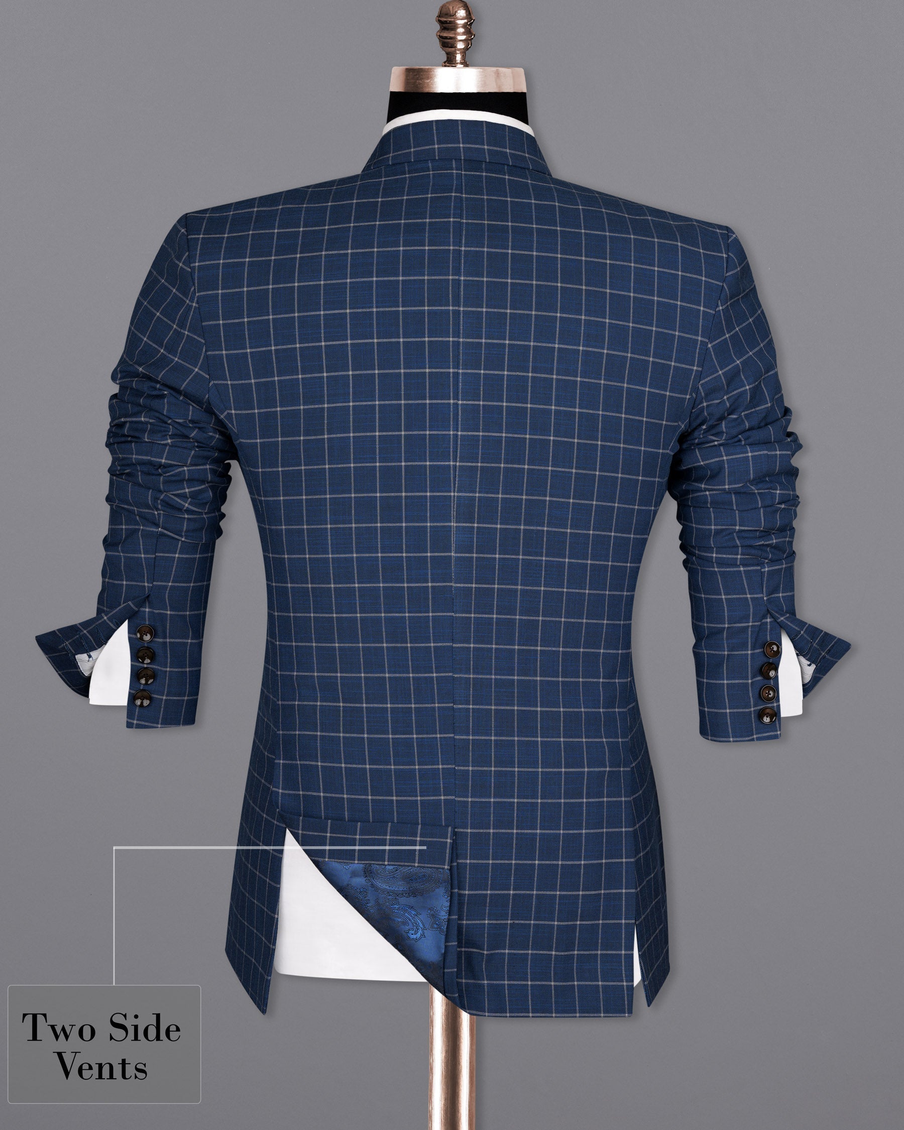 Rhino Blue Super fine Checkered Double Breasted Premium Cotton Blazer BL1622-DB-2B-36, BL1622-DB-2B-38, BL1622-DB-2B-40, BL1622-DB-2B-42, BL1622-DB-2B-44, BL1622-DB-2B-46, BL1622-DB-2B-48, BL1622-DB-2B-50, BL1622-DB-2B-52, BL1622-DB-2B-54, BL1622-DB-2B-56, BL1622-DB-2B-58, BL1622-DB-2B-60