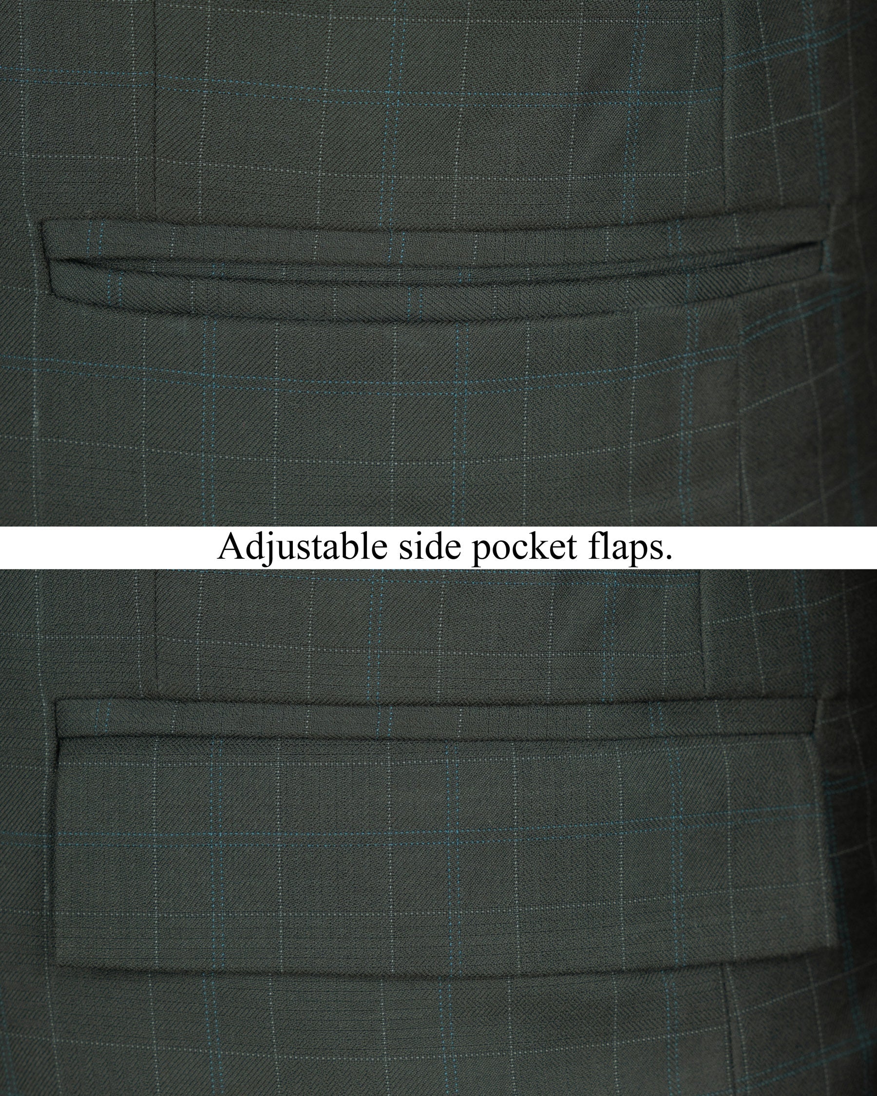 Dune Green Super fine Plaid Woolrich Cross buttoned Bandhgala Blazer BL1627-CBG2-36, BL1627-CBG2-38, BL1627-CBG2-40, BL1627-CBG2-42, BL1627-CBG2-44, BL1627-CBG2-46, BL1627-CBG2-48, BL1627-CBG2-50, BL1627-CBG2-52, BL1627-CBG2-54, BL1627-CBG2-56, BL1627-CBG2-58, BL1627-CBG2-60