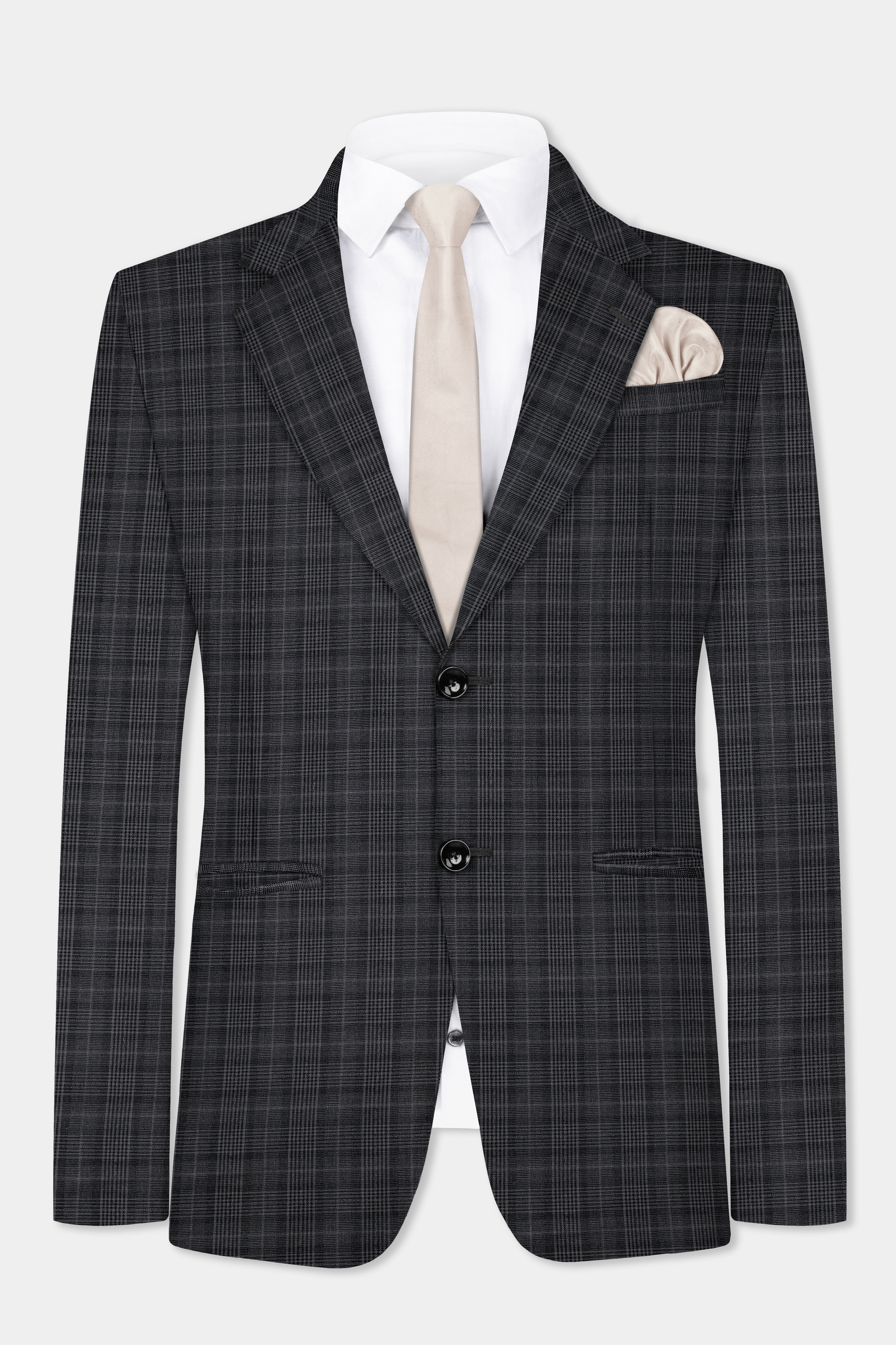 Charcoal Grey Plaid Blazer