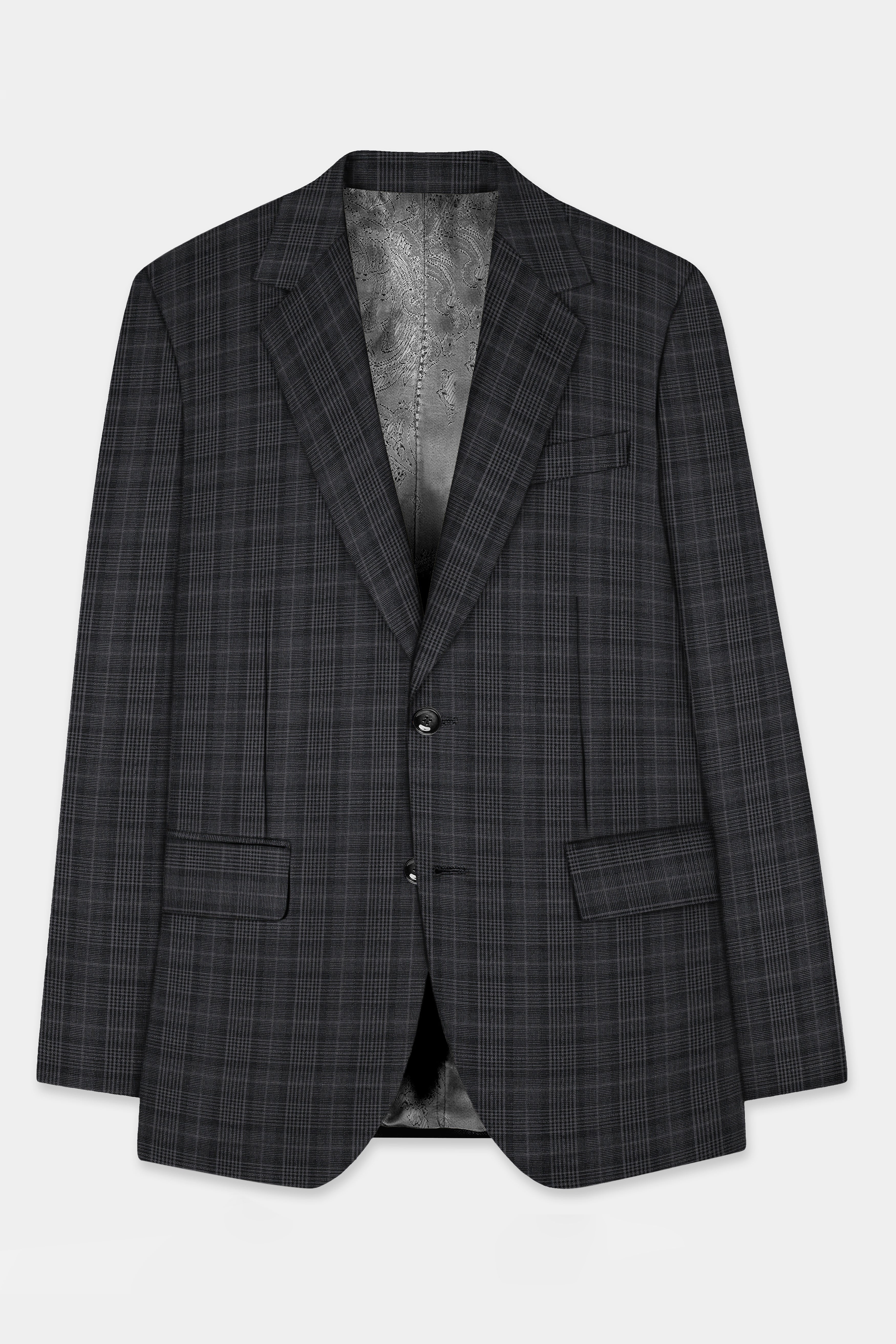 Charcoal Grey Plaid Blazer