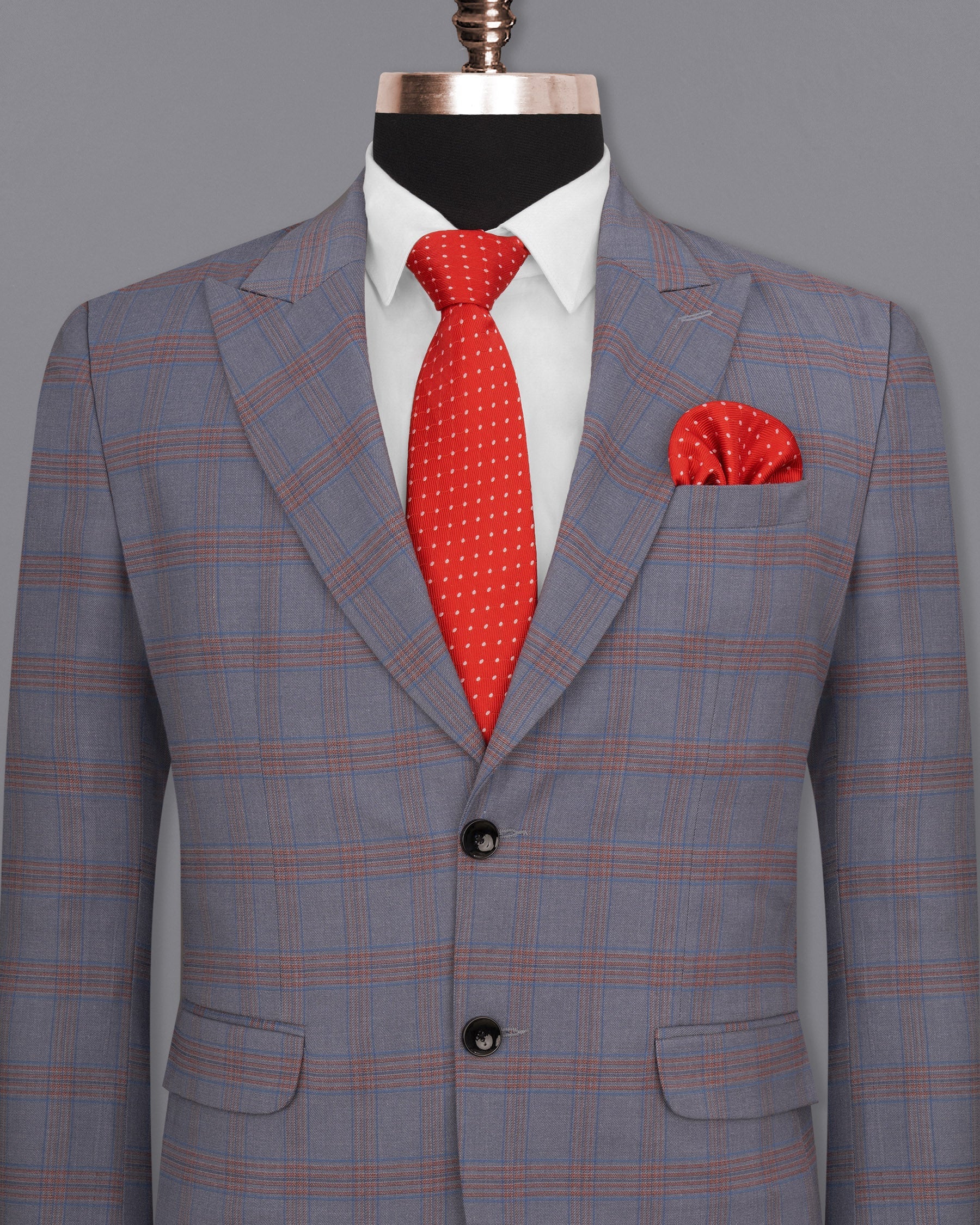 Manatee Grey Super fine Plaid Premium Cotton Blazer BL1630-SBP-36, BL1630-SBP-38, BL1630-SBP-40, BL1630-SBP-42, BL1630-SBP-44, BL1630-SBP-46, BL1630-SBP-48, BL1630-SBP-50, BL1630-SBP-52, BL1630-SBP-54, BL1630-SBP-56, BL1630-SBP-58, BL1630-SBP-60