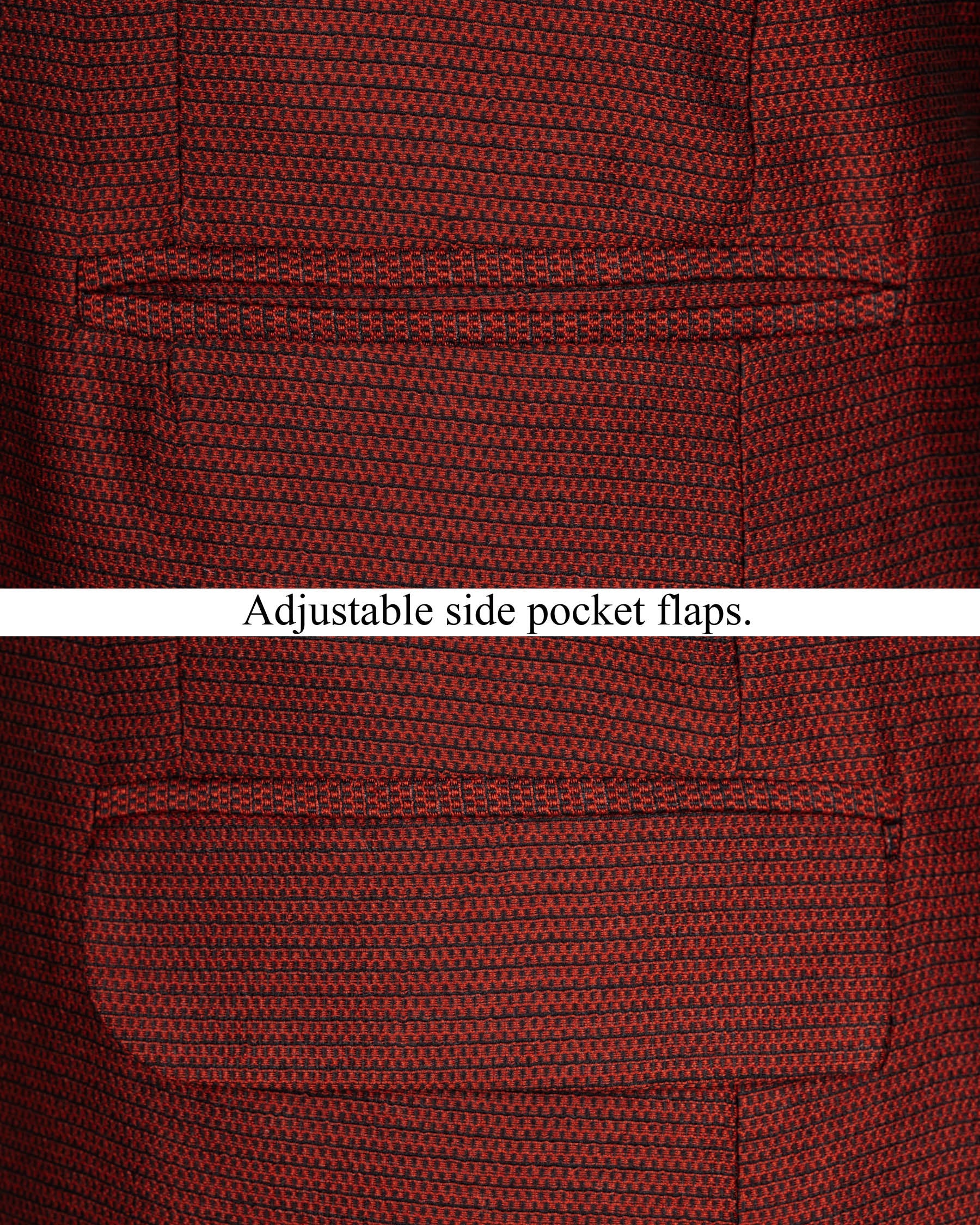 Moccaccino Red Cross Placket Bandhgala Designer Blazer