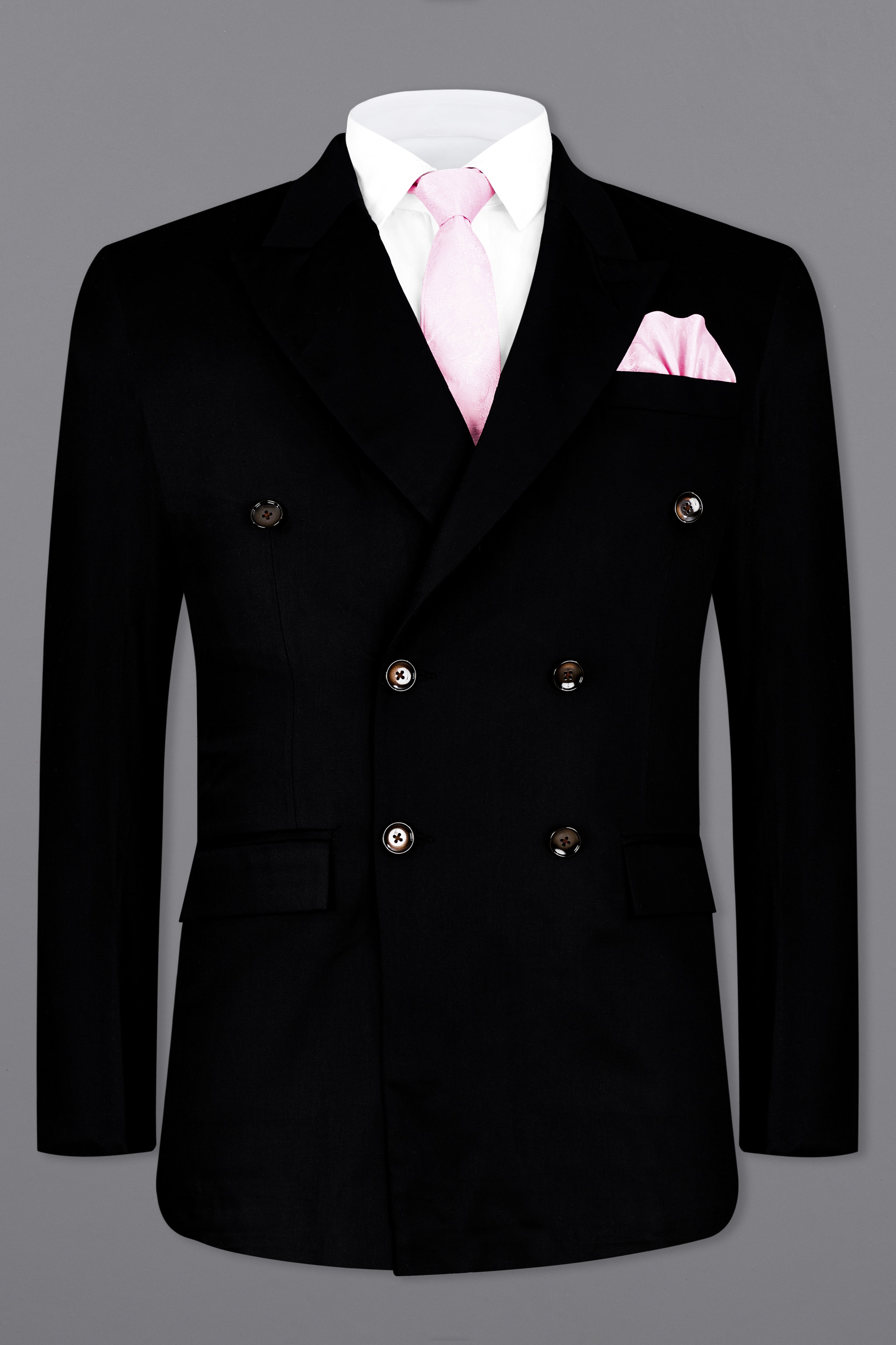 Jade Black Subtle Sheen Double Breasted Blazer