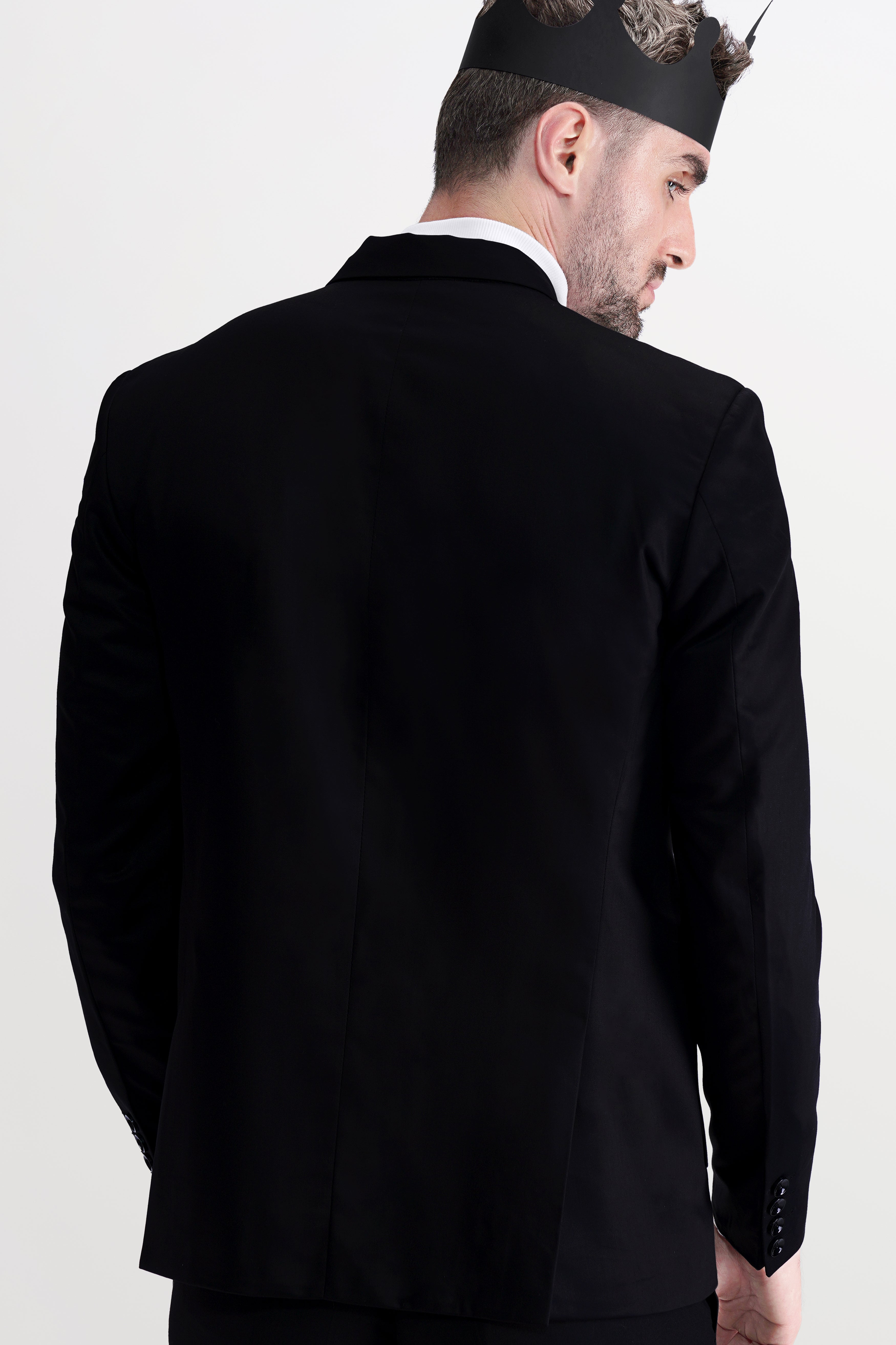 Jade Black Subtle Sheen Patch Pockets Performance Blazer