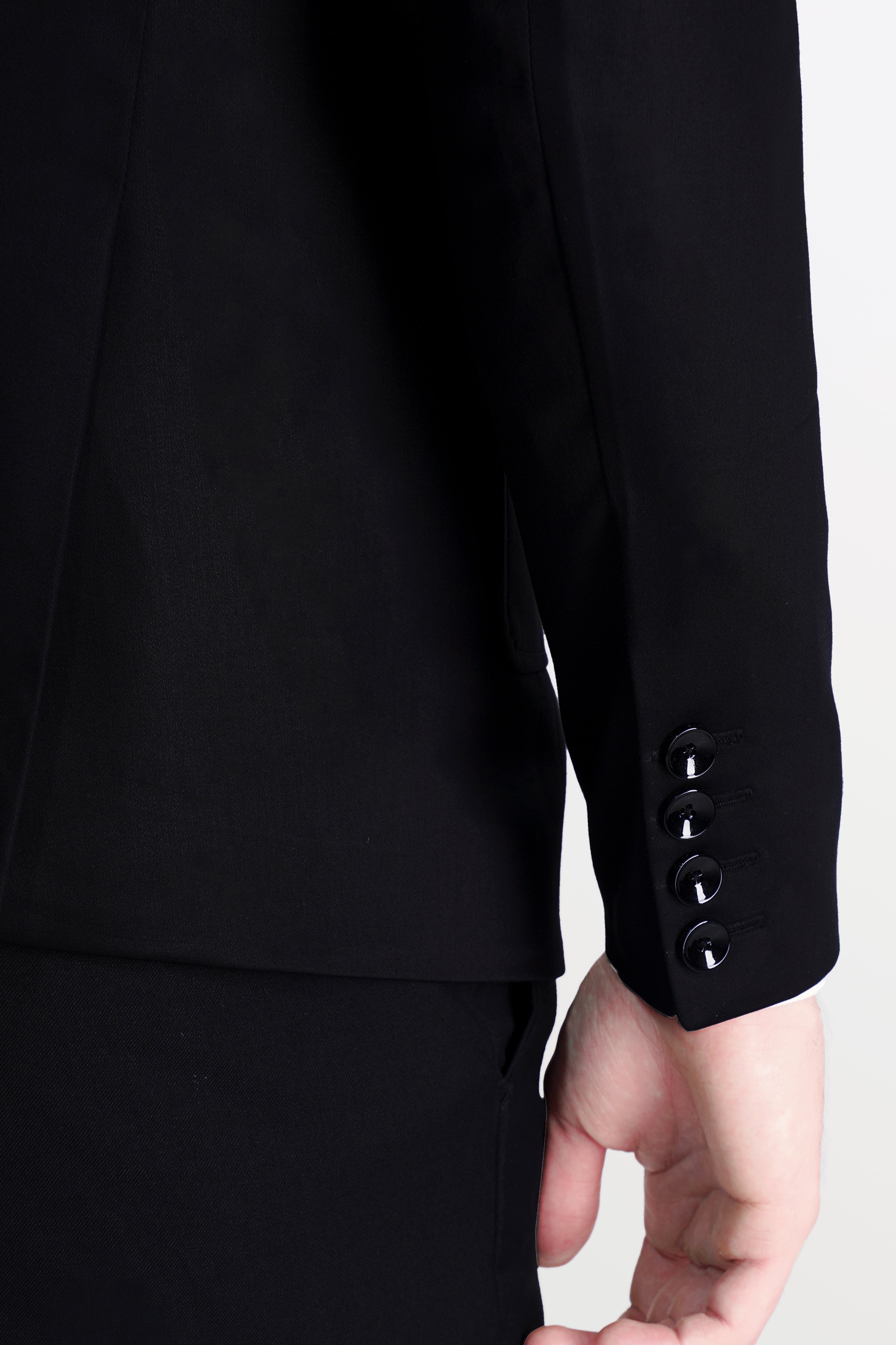 Jade Black Subtle Sheen Patch Pockets Performance Blazer