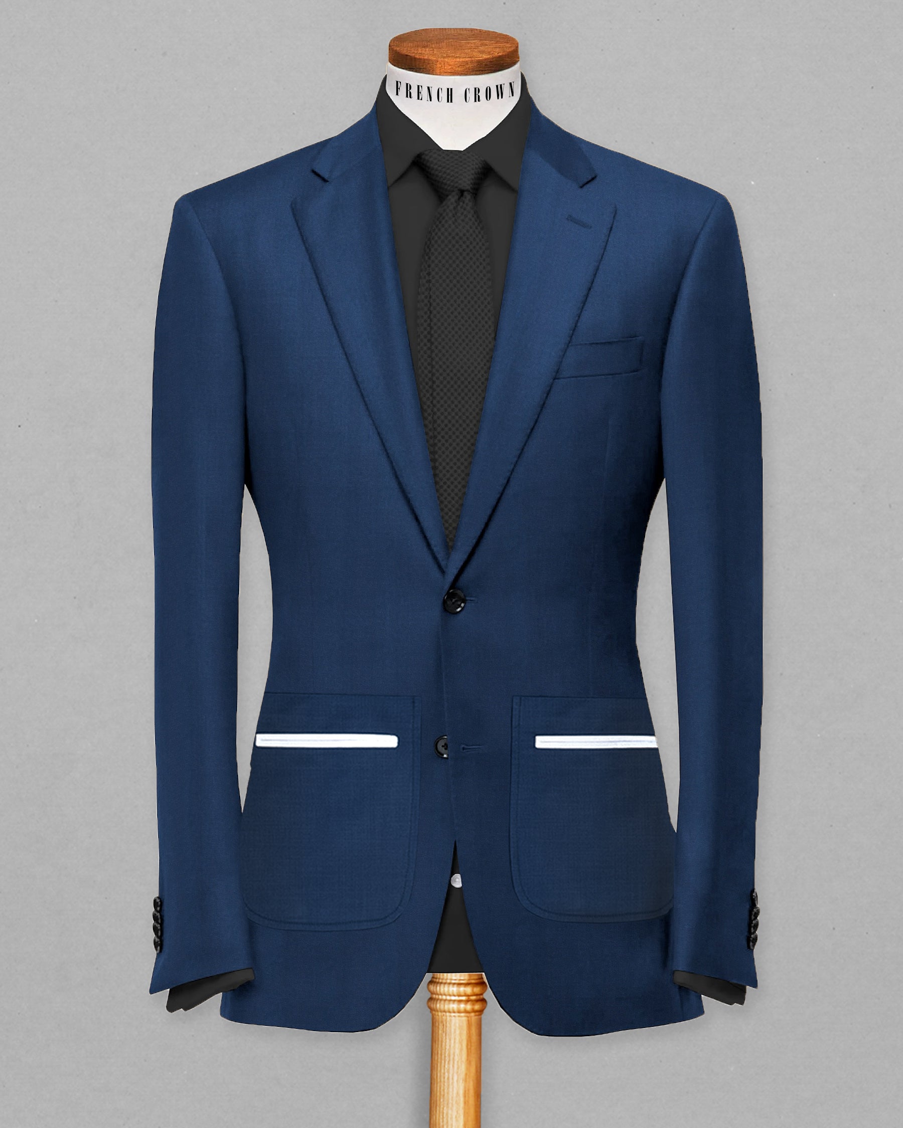 Blue Subtle Sheen Patch Pockets Performance Blazer