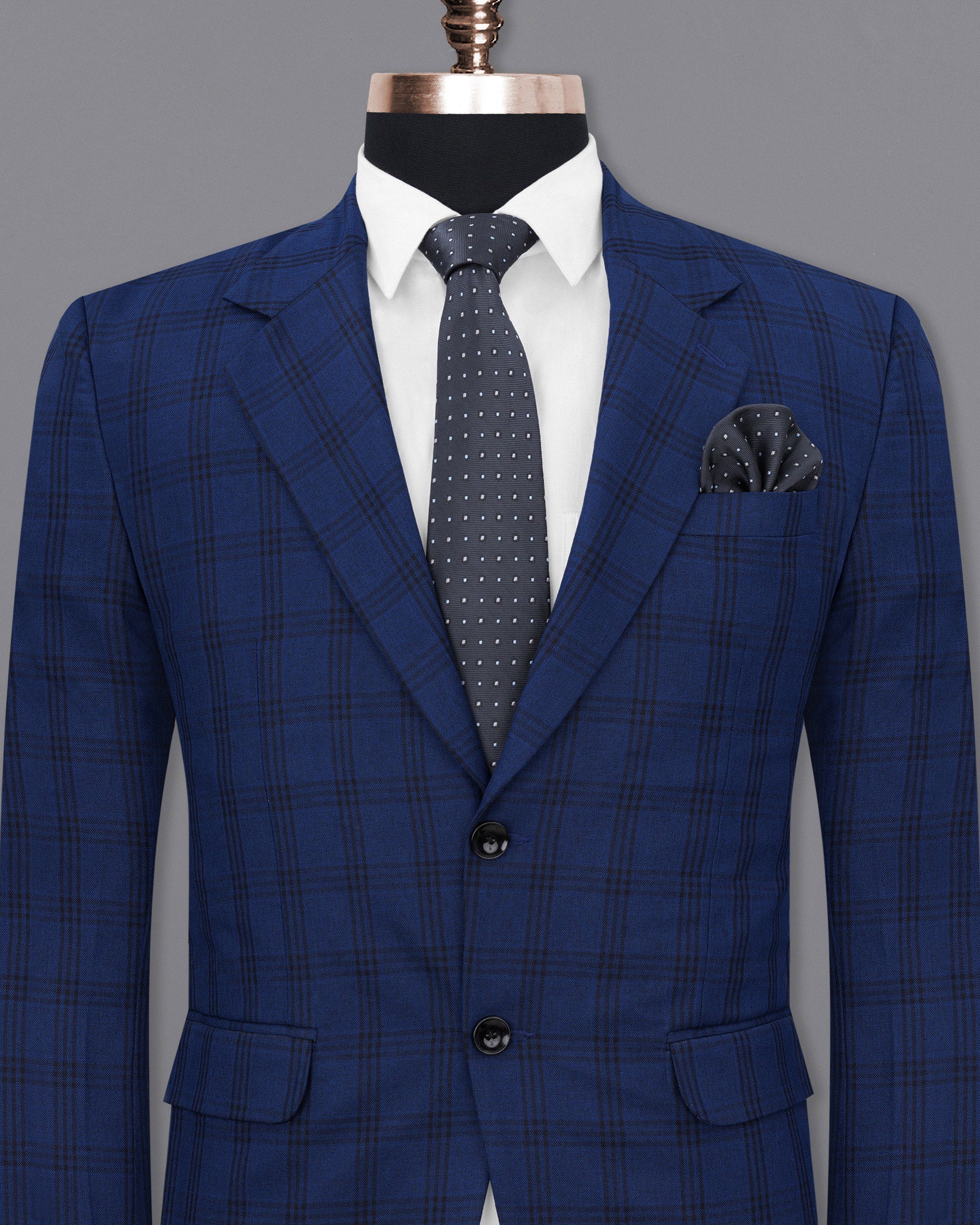 Dark Byzantium Blue Plaid Blazer