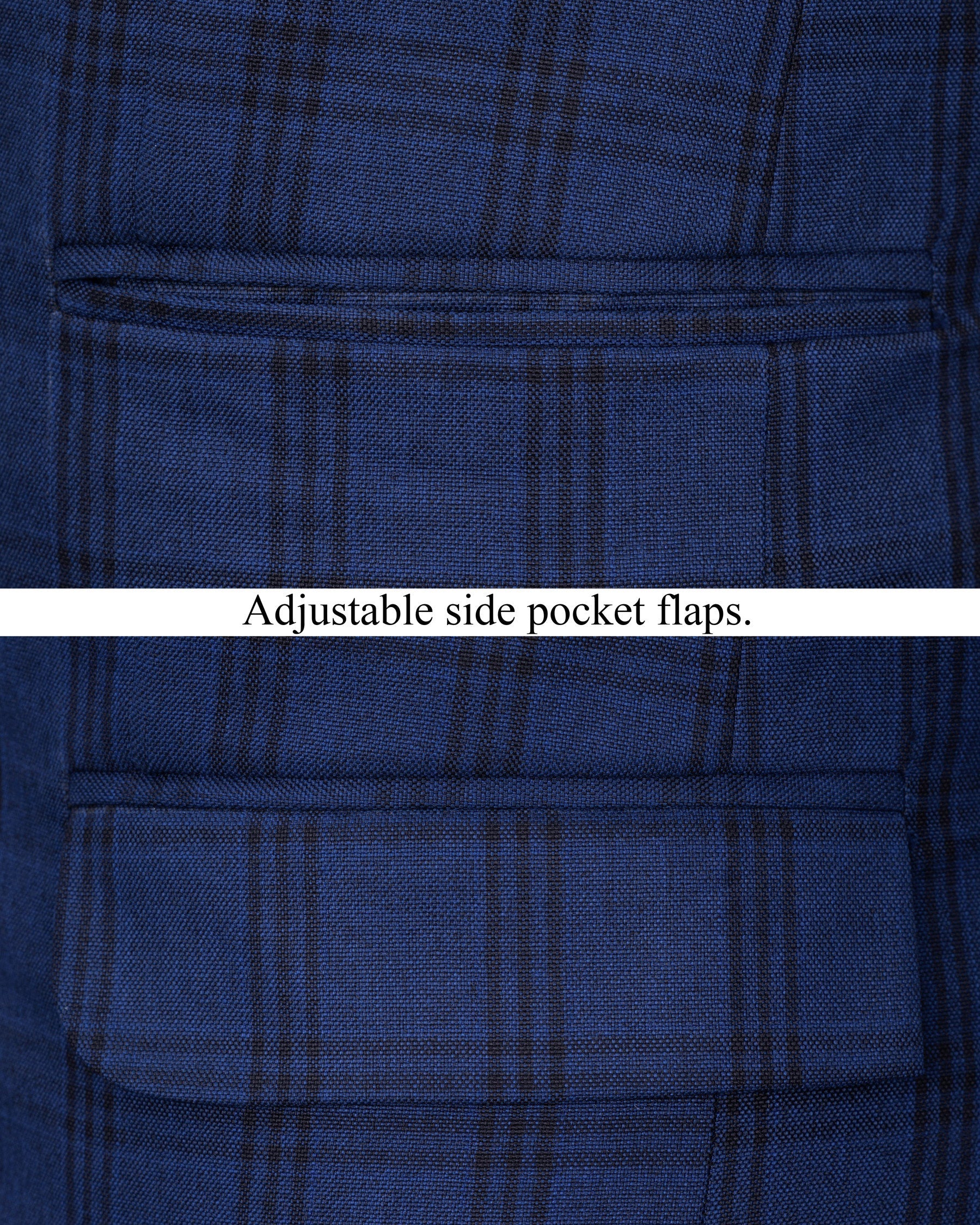 Dark Byzantium Blue Plaid Blazer