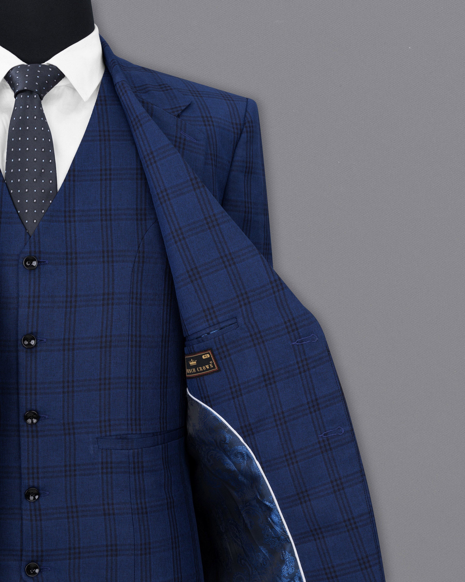 Dark Byzantium Blue Plaid Blazer