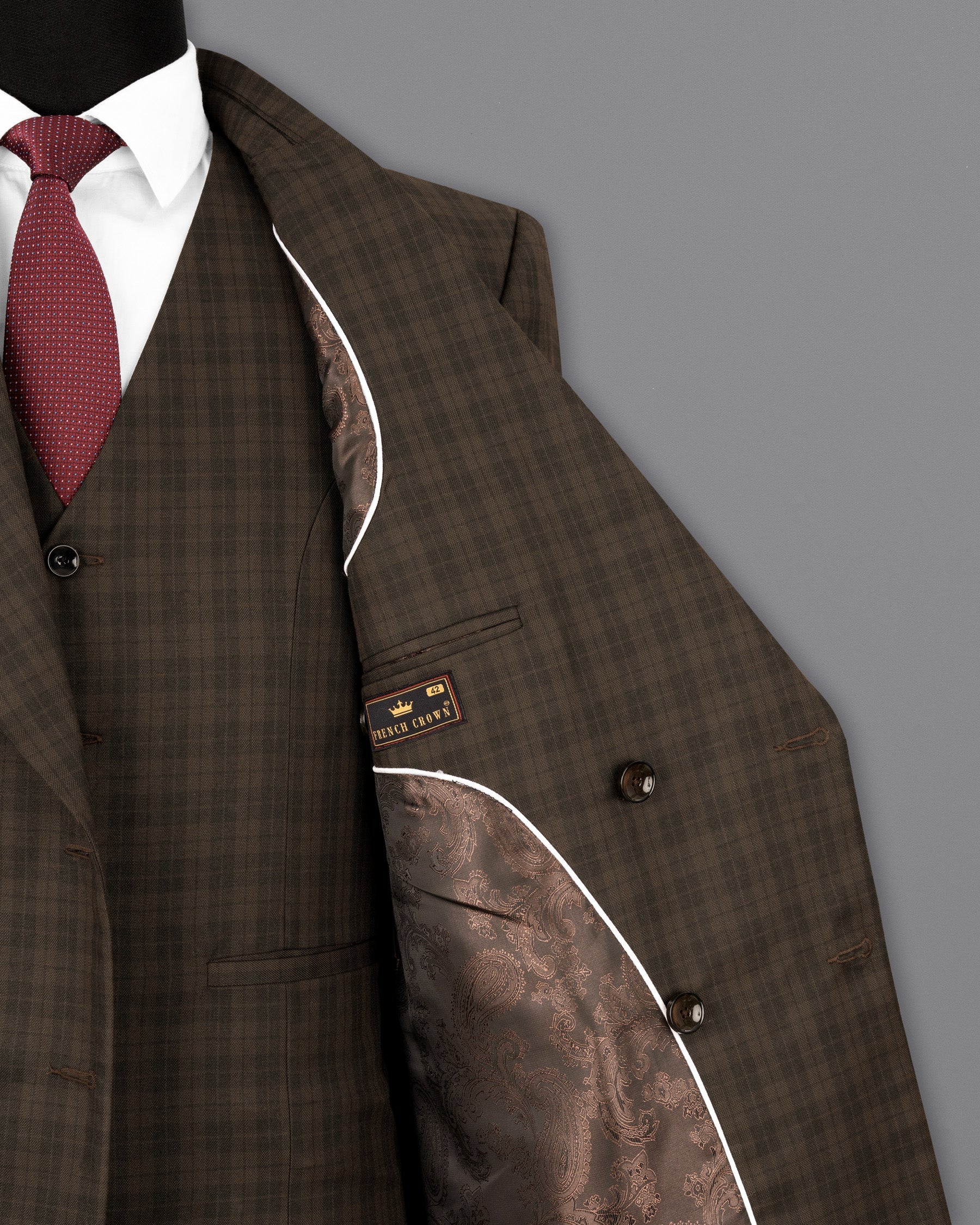 Armadillo Brown Plaid Double-breasted Blazer BL1755-DB-36,BL1755-DB-38,BL1755-DB-40,BL1755-DB-42,BL1755-DB-44,BL1755-DB-46,BL1755-DB-48,BL1755-DB-50,BL1755-DB-52,BL1755-DB-54,BL1755-DB-56,BL1755-DB-58,BL1755-DB-60