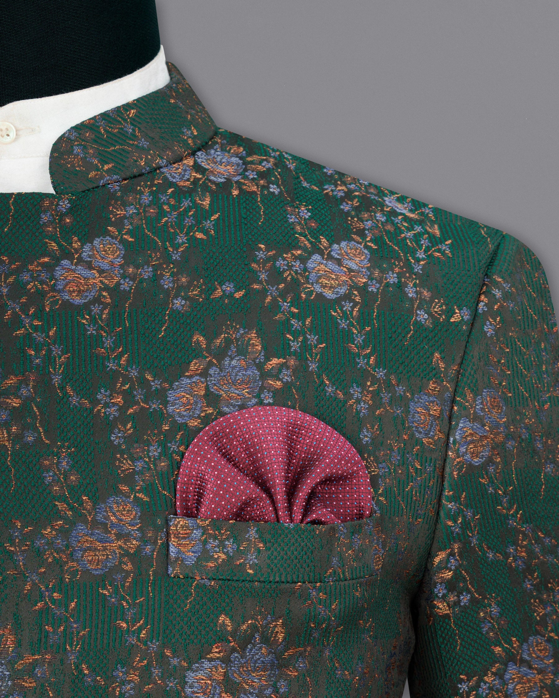 Everglade Green Floral Textured Cross Buttoned Bandhgala Designer Blazer BL1828-CBG-36, BL1828-CBG-38, BL1828-CBG-40, BL1828-CBG-42, BL1828-CBG-44, BL1828-CBG-46, BL1828-CBG-48, BL1828-CBG-50, BL1828-CBG-52, BL1828-CBG-54, BL1828-CBG-56, BL1828-CBG-58, BL1828-CBG-60