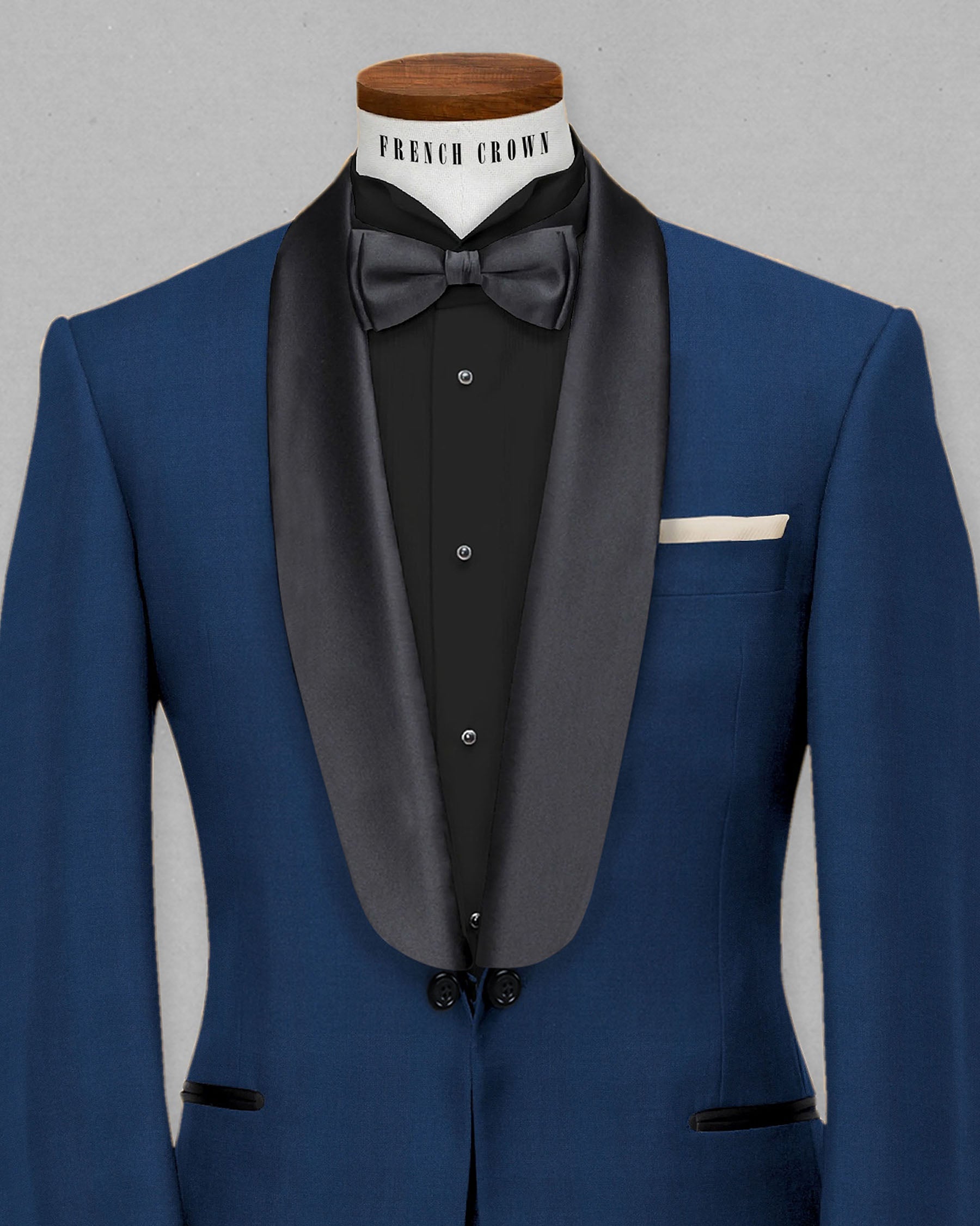 Space Blue Subtle Sheen Tuxedo Blazer