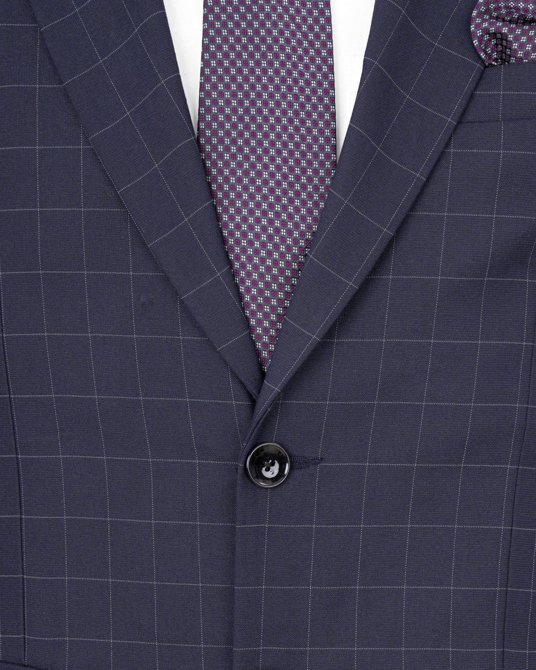 Gun Powder Blue windowpane Single Breasted Blazer