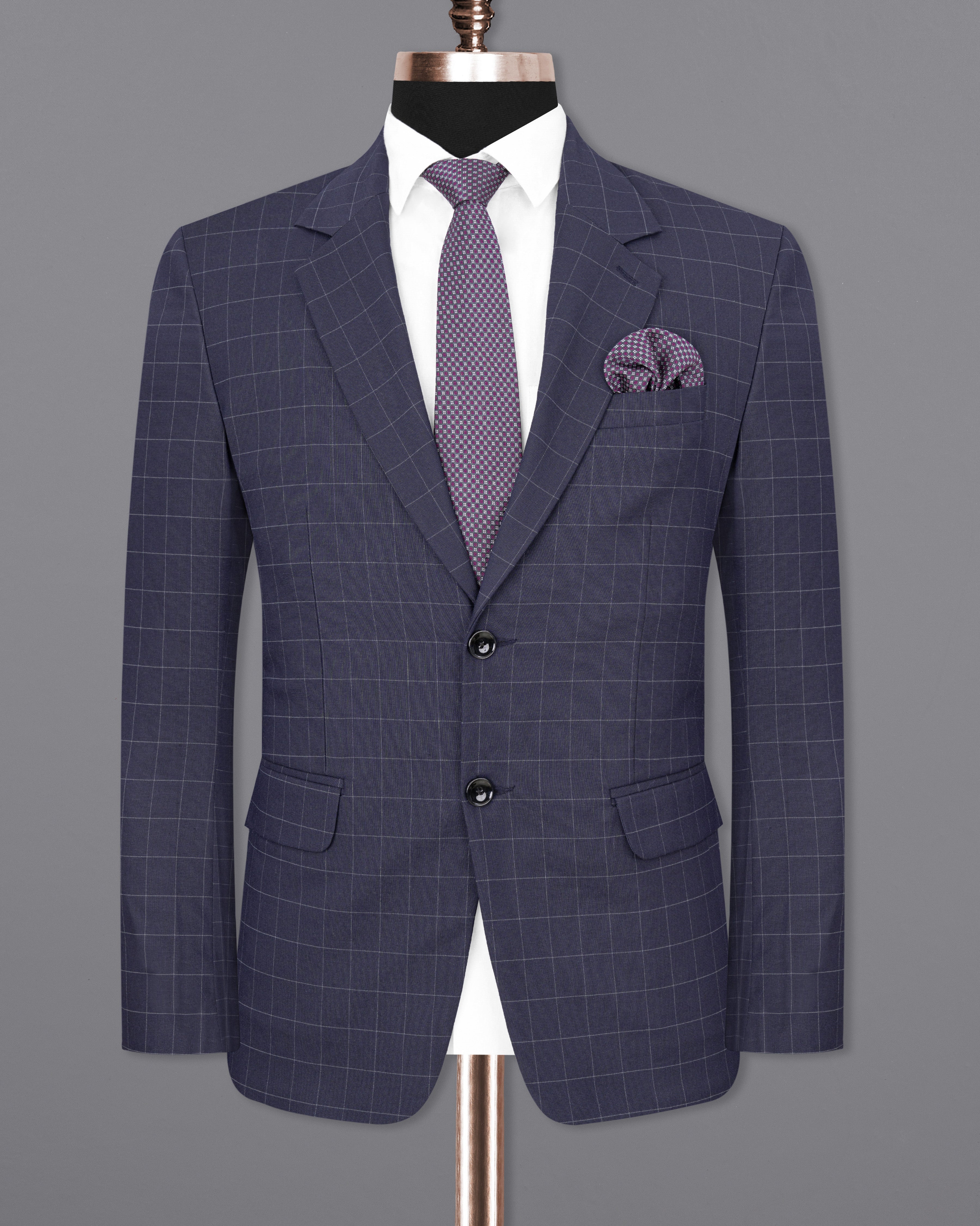 Gun Powder Blue windowpane Single Breasted Blazer BL1835-SB-36, BL1835-SB-38, BL1835-SB-40, BL1835-SB-42, BL1835-SB-44, BL1835-SB-46, BL1835-SB-48, BL1835-SB-50, BL1835-SB-52, BL1835-SB-54, BL1835-SB-56, BL1835-SB-58, BL1835-SB-60