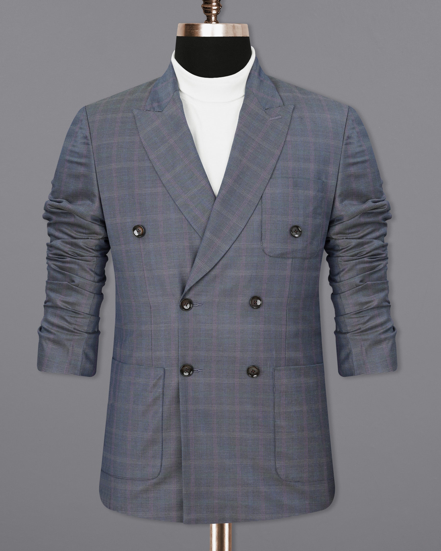 Storm Dust Plaid Double Breasted Sports Blazer BL1889-DB-PP-36,BL1889-DB-PP-38,BL1889-DB-PP-40,BL1889-DB-PP-42,BL1889-DB-PP-44,BL1889-DB-PP-46,BL1889-DB-PP-48,BL1889-DB-PP-50,BL1889-DB-PP-52,BL1889-DB-PP-54,BL1889-DB-PP-56,BL1889-DB-PP-58,BL1889-DB-PP-60