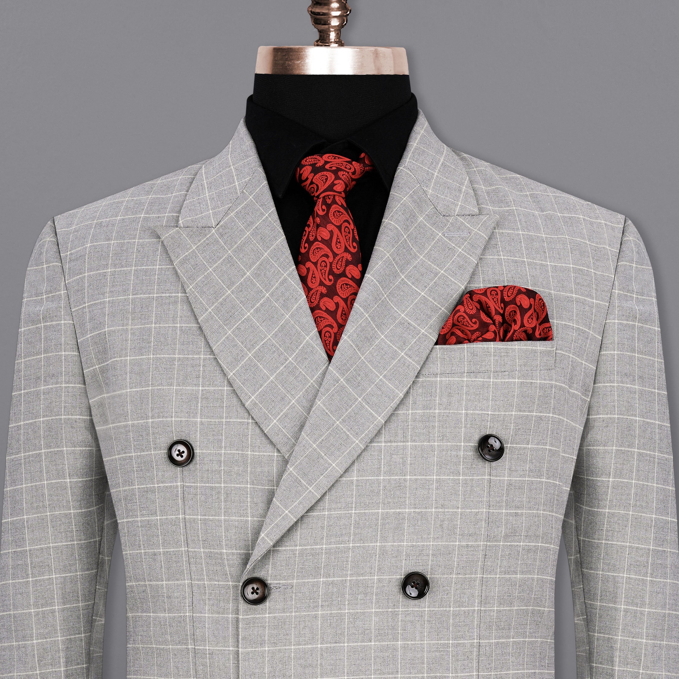 Hurricane Gray Windowpane Double Breasted Blazer BL1924-DB-36,BL1924-DB-38,BL1924-DB-40,BL1924-DB-42,BL1924-DB-44,BL1924-DB-46,BL1924-DB-48,BL1924-DB-50,BL1924-DB-52,BL1924-DB-54,BL1924-DB-56,BL1924-DB-58,BL1924-DB-60 