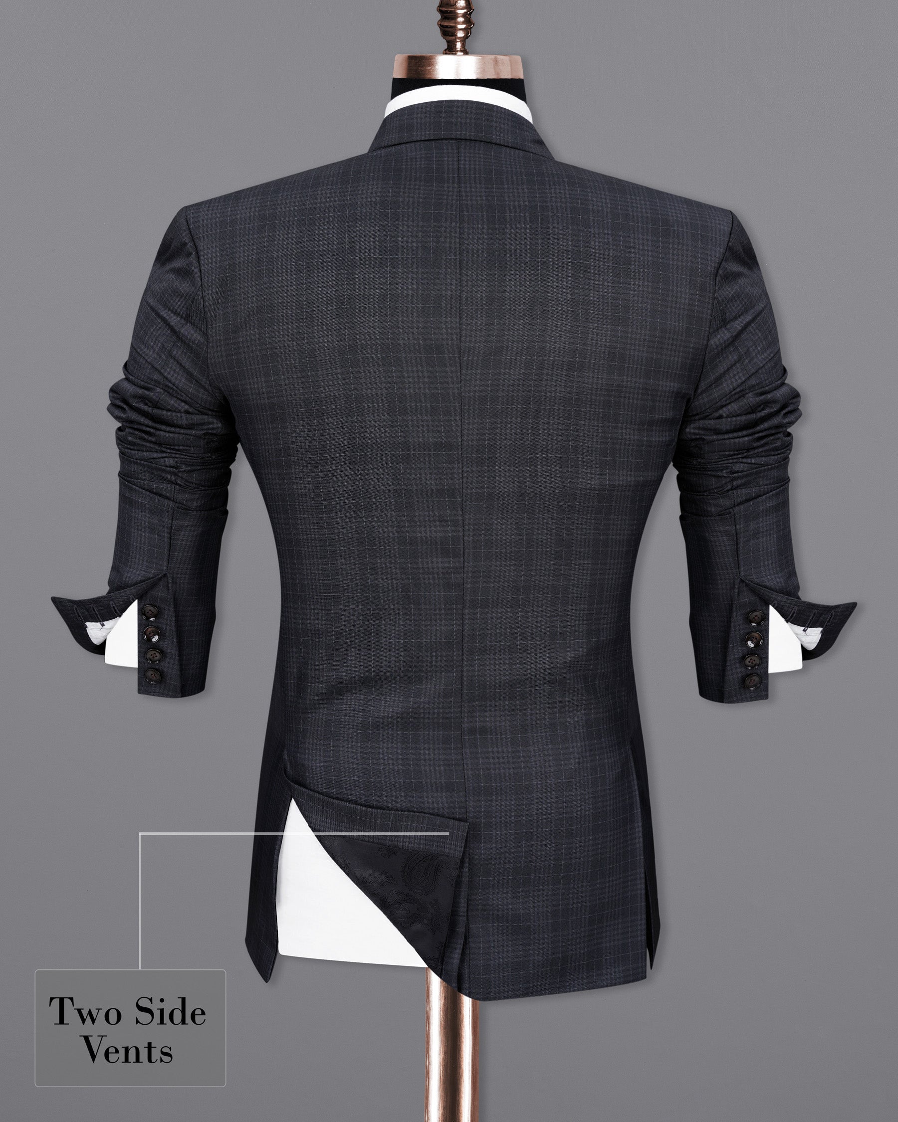 Rangoon Black Plaid Double Breasted Blazer BL1926-DB-36,BL1926-DB-38,BL1926-DB-40,BL1926-DB-42,BL1926-DB-44,BL1926-DB-46,BL1926-DB-48,BL1926-DB-50,BL1926-DB-52,BL1926-DB-54,BL1926-DB-56,BL1926-DB-58,BL1926-DB-60