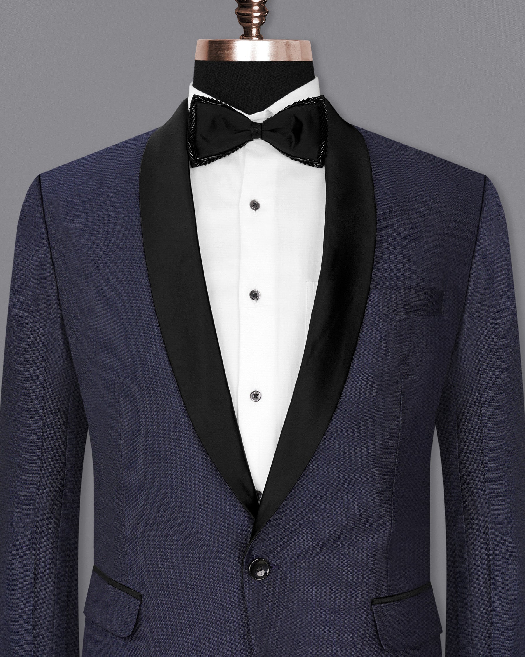 Gunmetal Navy Blue with Black Lapel Tuxedo Blazer BL1941-BKL-36,BL1941-BKL-38,BL1941-BKL-40,BL1941-BKL-42,BL1941-BKL-44,BL1941-BKL-46,BL1941-BKL-48,BL1941-BKL-50,BL1941-BKL-52,BL1941-BKL-54,BL1941-BKL-56,BL1941-BKL-58,BL1941-BKL-60