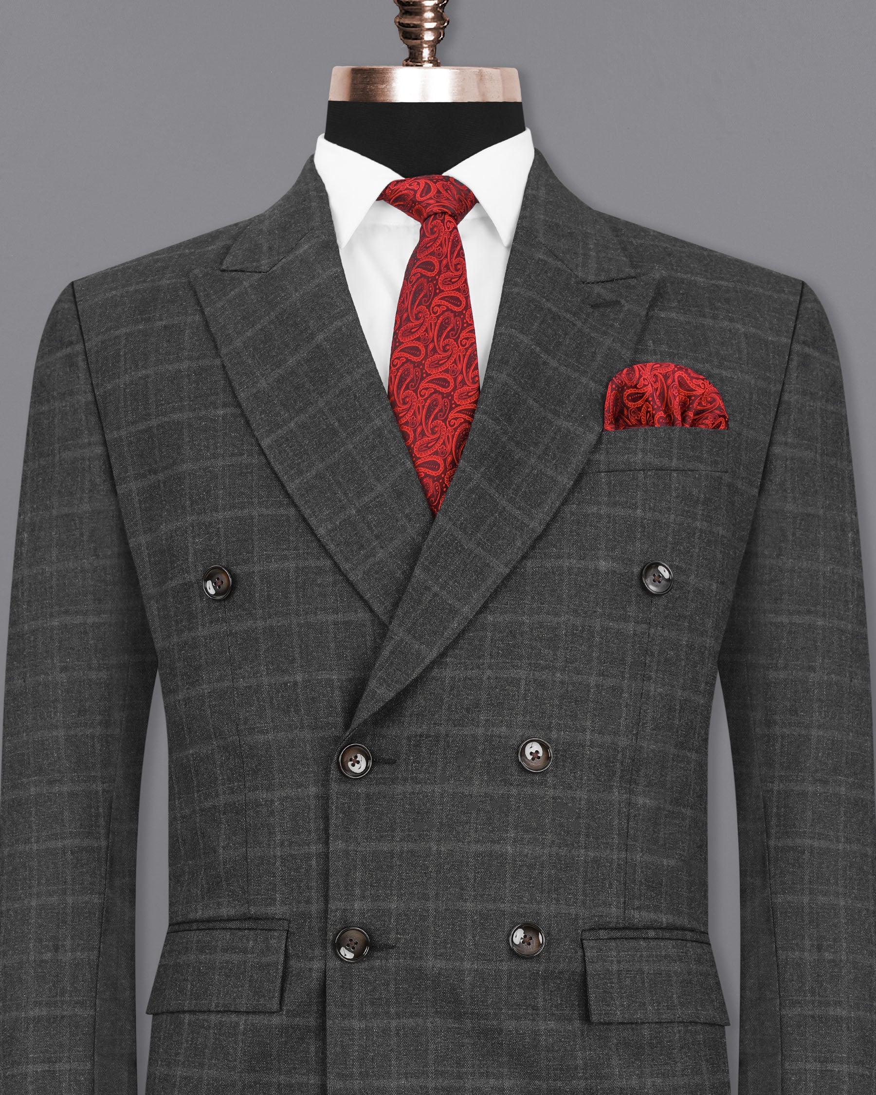 Dune Gray windowpane Double Breasted Blazer BL1949-DB-36,BL1949-DB-38,BL1949-DB-40,BL1949-DB-42,BL1949-DB-44,BL1949-DB-46,BL1949-DB-48,BL1949-DB-50,BL1949-DB-52,BL1949-DB-54,BL1949-DB-56,BL1949-DB-58,BL1949-DB-60