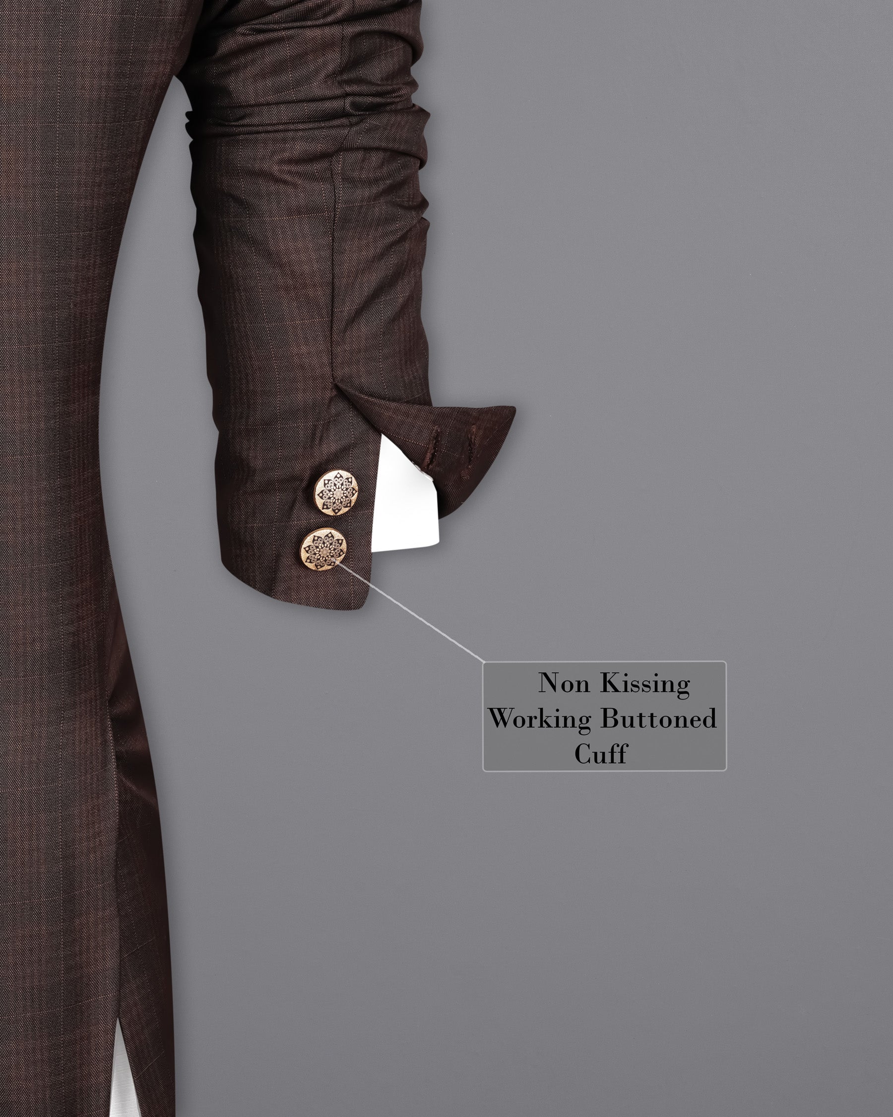 Birch Brown Plaid Cross Buttoned Bandhgala Blazer BL1955-CBG-36, BL1955-CBG-38, BL1955-CBG-40, BL1955-CBG-42, BL1955-CBG-44, BL1955-CBG-46, BL1955-CBG-48, BL1955-CBG-50, BL1955-CBG-52, BL1955-CBG-54, BL1955-CBG-56, BL1955-CBG-58, BL1955-CBG-60