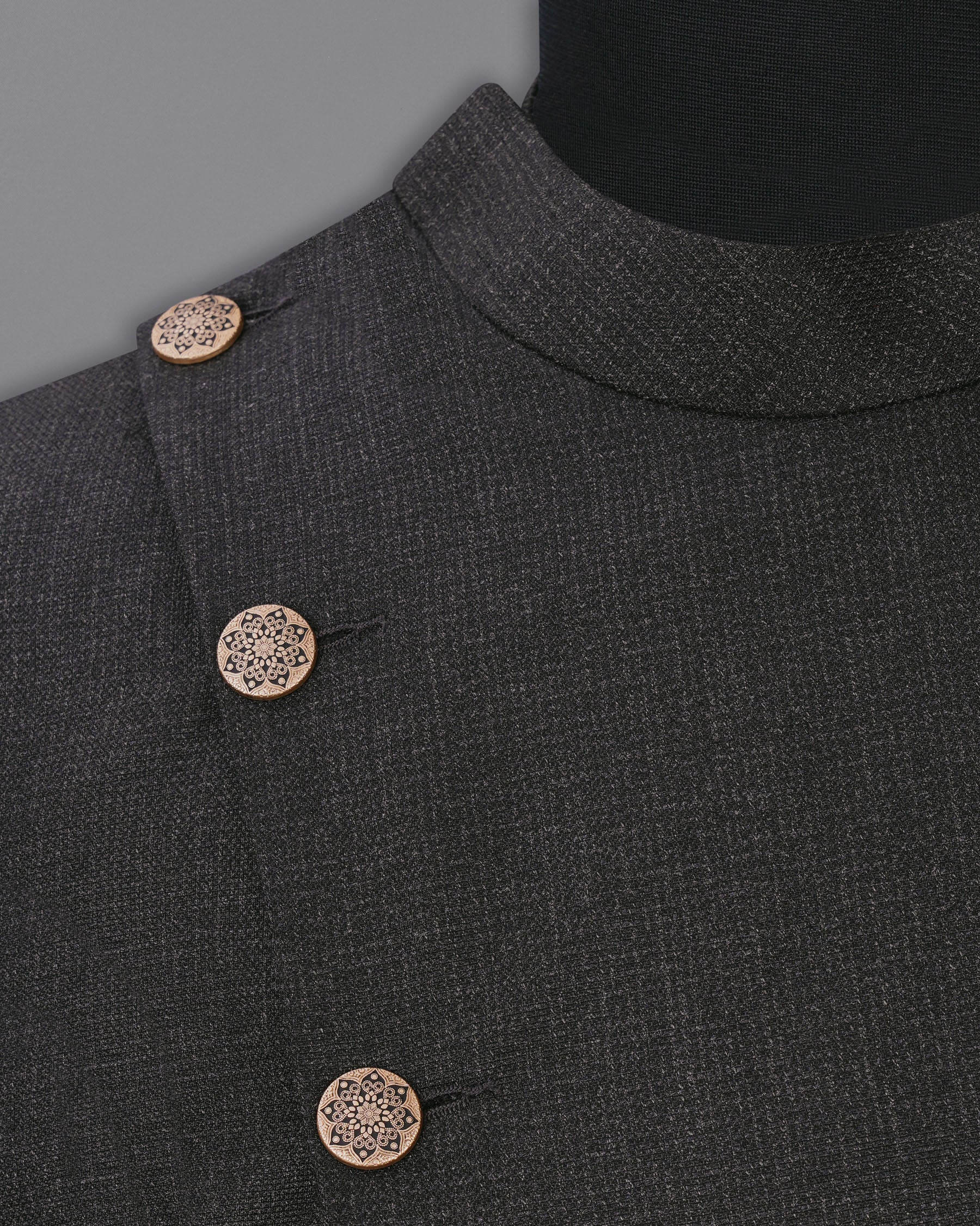 Piano Gray Cross Buttoned Bandhgala Blazer BL1956-CBG2-36, BL1956-CBG2-38, BL1956-CBG2-40, BL1956-CBG2-42, BL1956-CBG2-44, BL1956-CBG2-46, BL1956-CBG2-48, BL1956-CBG2-50, BL1956-CBG2-52, BL1956-CBG2-54, BL1956-CBG2-56, BL1956-CBG2-58, BL1956-CBG2-60