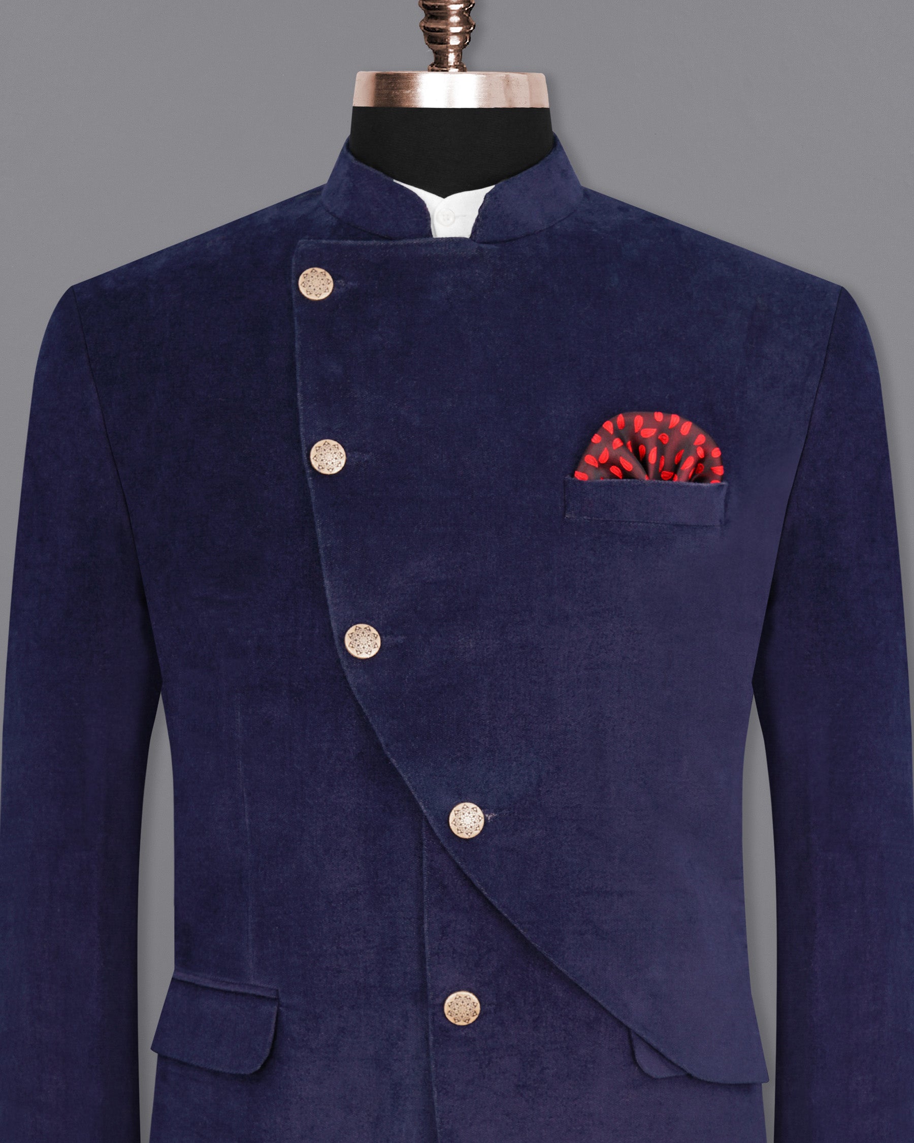 Tolopea Navy Blue Cross Buttoned Bandhgala Corduroy Premium Cotton Designer Blazer BL1967-CBG-D44-36, BL1967-CBG-D44-38, BL1967-CBG-D44-40, BL1967-CBG-D44-42, BL1967-CBG-D44-44, BL1967-CBG-D44-46, BL1967-CBG-D44-48, BL1967-CBG-D44-50, BL1967-CBG-D44-52, BL1967-CBG-D44-54, BL1967-CBG-D44-56, BL1967-CBG-D44-58, BL1967-CBG-D44-60