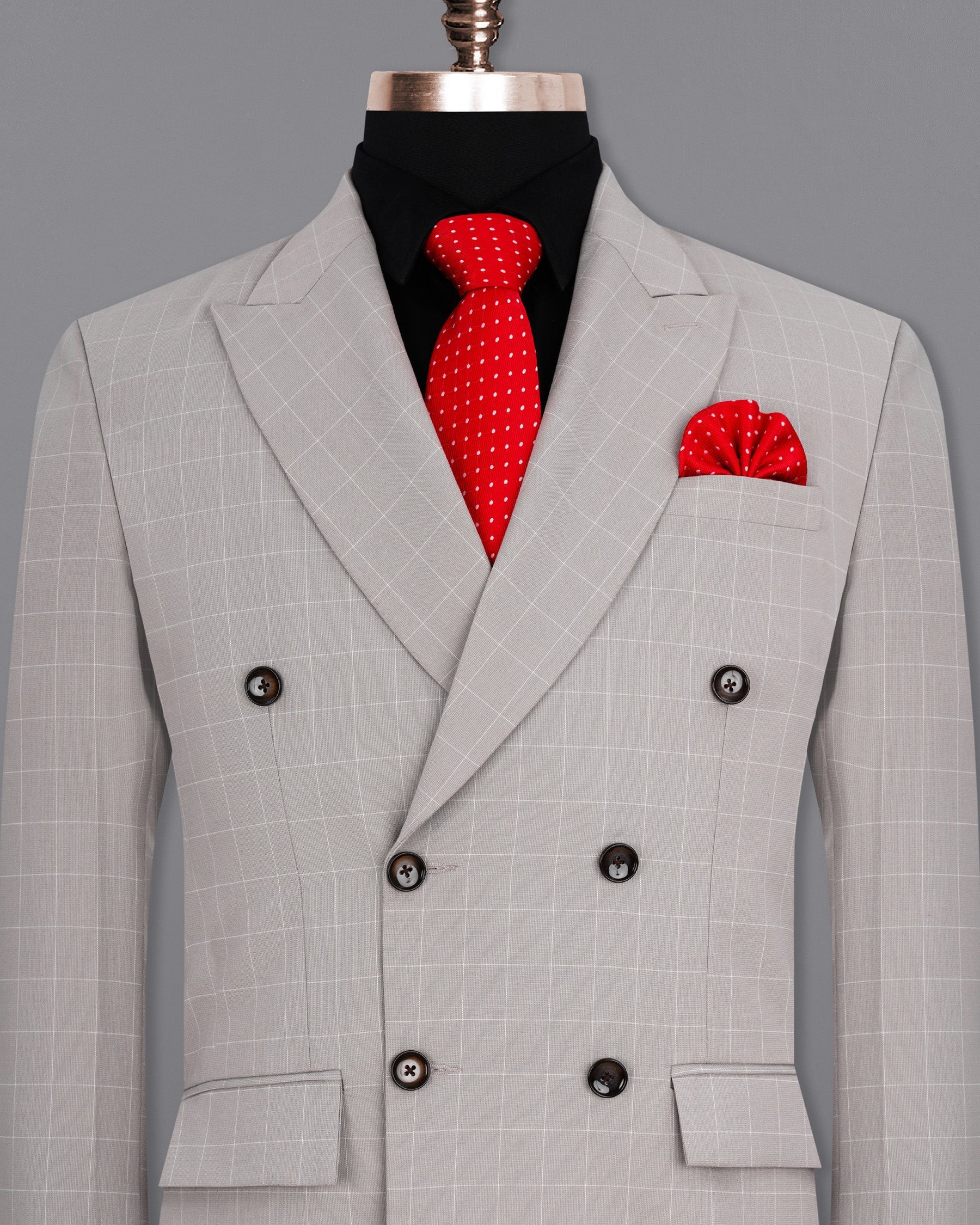 Martini Gray Checkered Double Breasted Blazer BL1980-DB-36, BL1980-DB-38, BL1980-DB-40, BL1980-DB-42, BL1980-DB-44, BL1980-DB-46, BL1980-DB-48, BL1980-DB-50, BL1980-DB-52, BL1980-DB-54, BL1980-DB-56, BL1980-DB-58, BL1980-DB-60