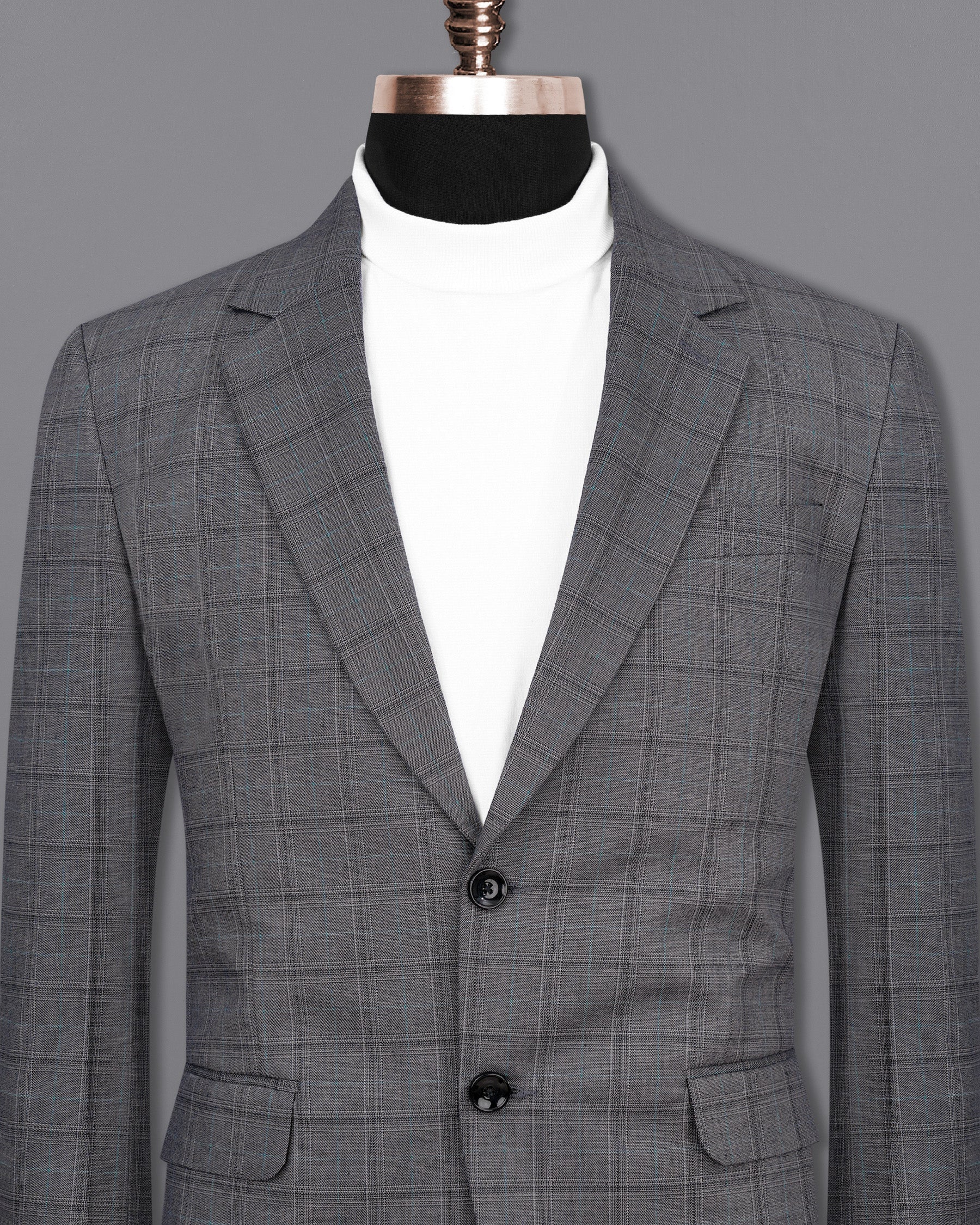 Mobster Grey Windowpane Premium Cotton Blazer BL1991-SB-36, BL1991-SB-38, BL1991-SB-40, BL1991-SB-42, BL1991-SB-44, BL1991-SB-46, BL1991-SB-48, BL1991-SB-50, BL1991-SB-52, BL1991-SB-54, BL1991-SB-56, BL1991-SB-58, BL1991-SB-60