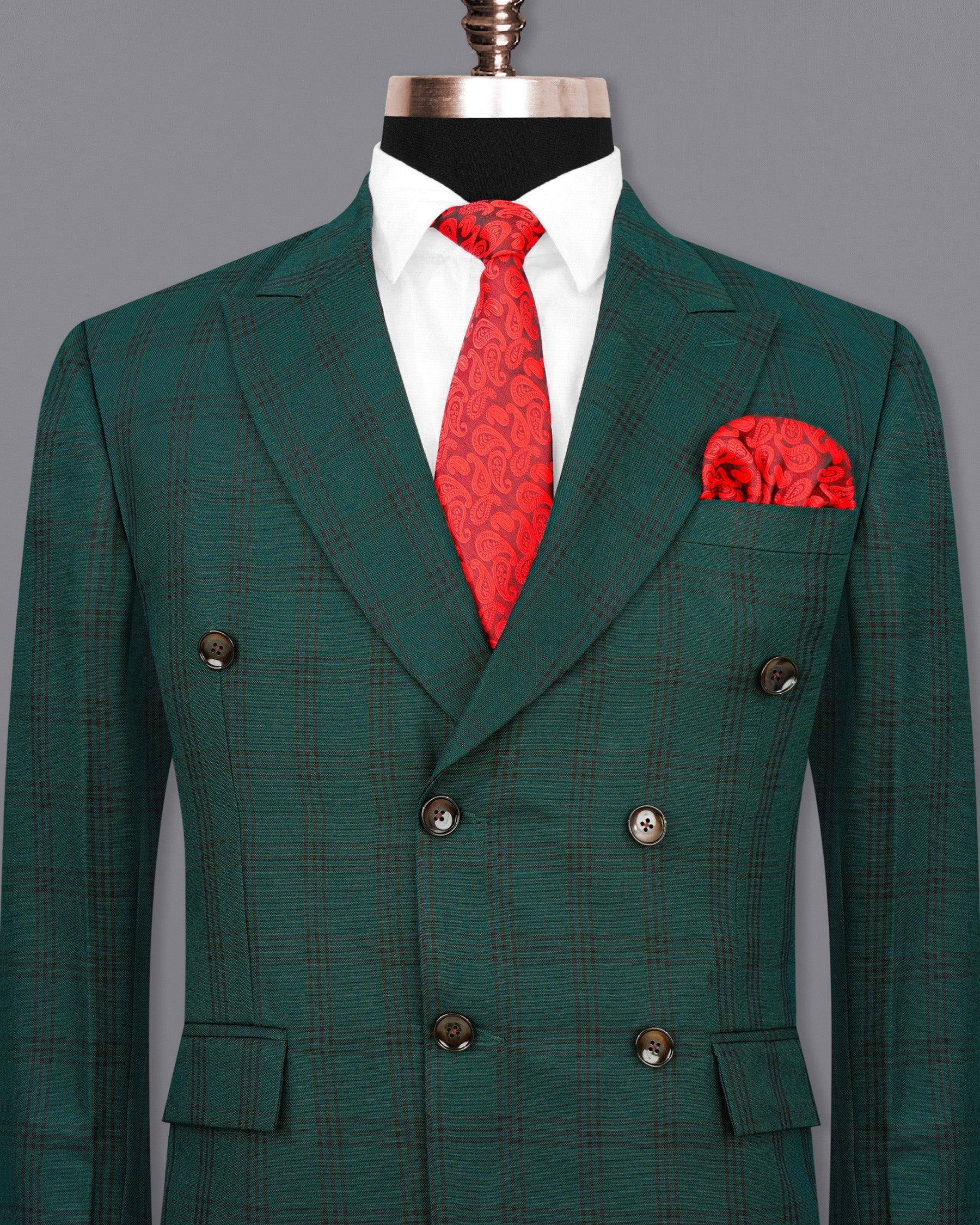 Timber Dark Green With Black Plaid Double Breasted Blazer BL1996-DB-36, BL1996-DB-38, BL1996-DB-40, BL1996-DB-42, BL1996-DB-44, BL1996-DB-46, BL1996-DB-48, BL1996-DB-50, BL1996-DB-52, BL1996-DB-54, BL1996-DB-56, BL1996-DB-58, BL1996-DB-60