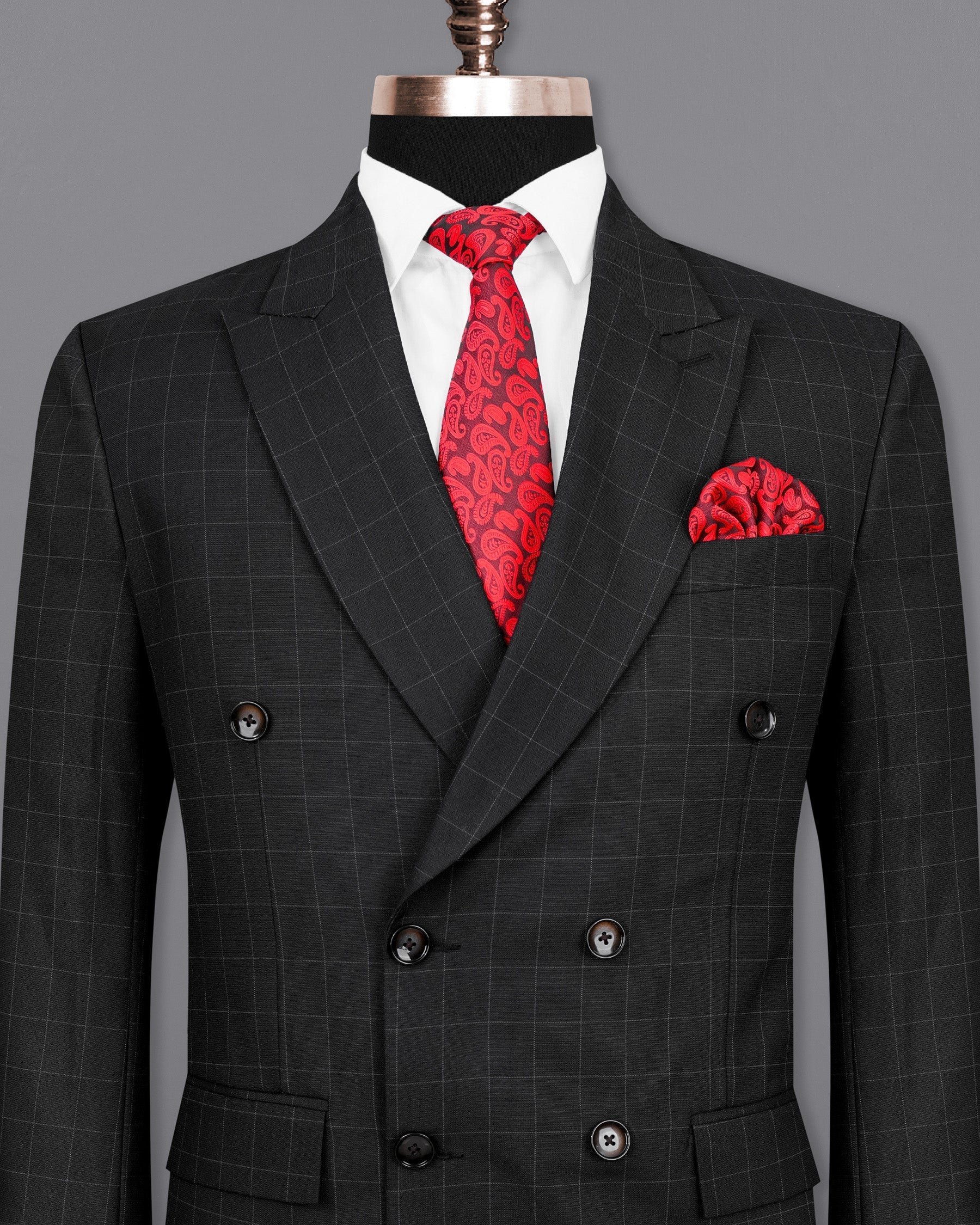 Zeus Black Windowpane Double Breasted Blazer BL2010-DB-36, BL2010-DB-38, BL2010-DB-40, BL2010-DB-42, BL2010-DB-44, BL2010-DB-46, BL2010-DB-48, BL2010-DB-50, BL2010-DB-52, BL2010-DB-54, BL2010-DB-56, BL2010-DB-58, BL2010-DB-60