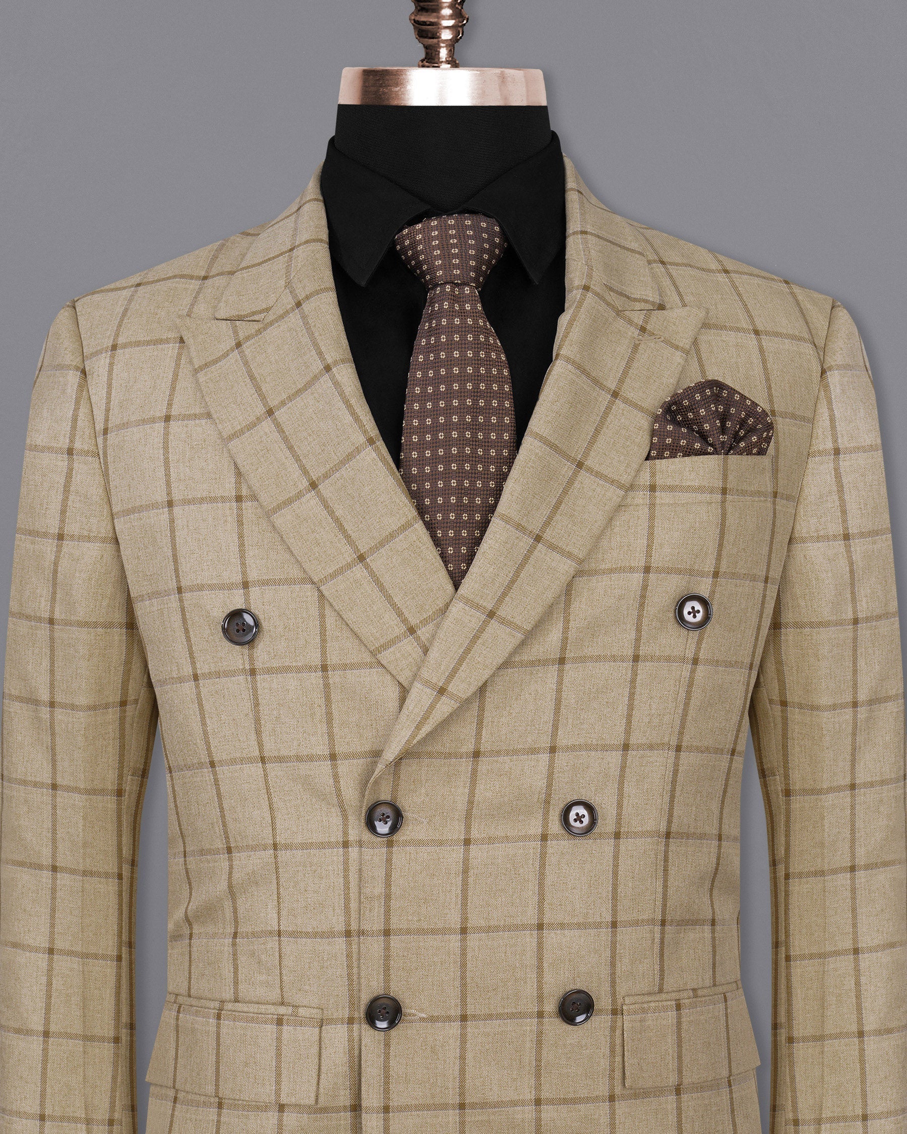 Rodeo Dust Brown Windowpane Double Breasted Blazer BL2032-DB-36, BL2032-DB-38, BL2032-DB-40, BL2032-DB-42, BL2032-DB-44, BL2032-DB-46, BL2032-DB-48, BL2032-DB-50, BL2032-DB-52, BL2032-DB-54, BL2032-DB-56, BL2032-DB-58, BL2032-DB-60