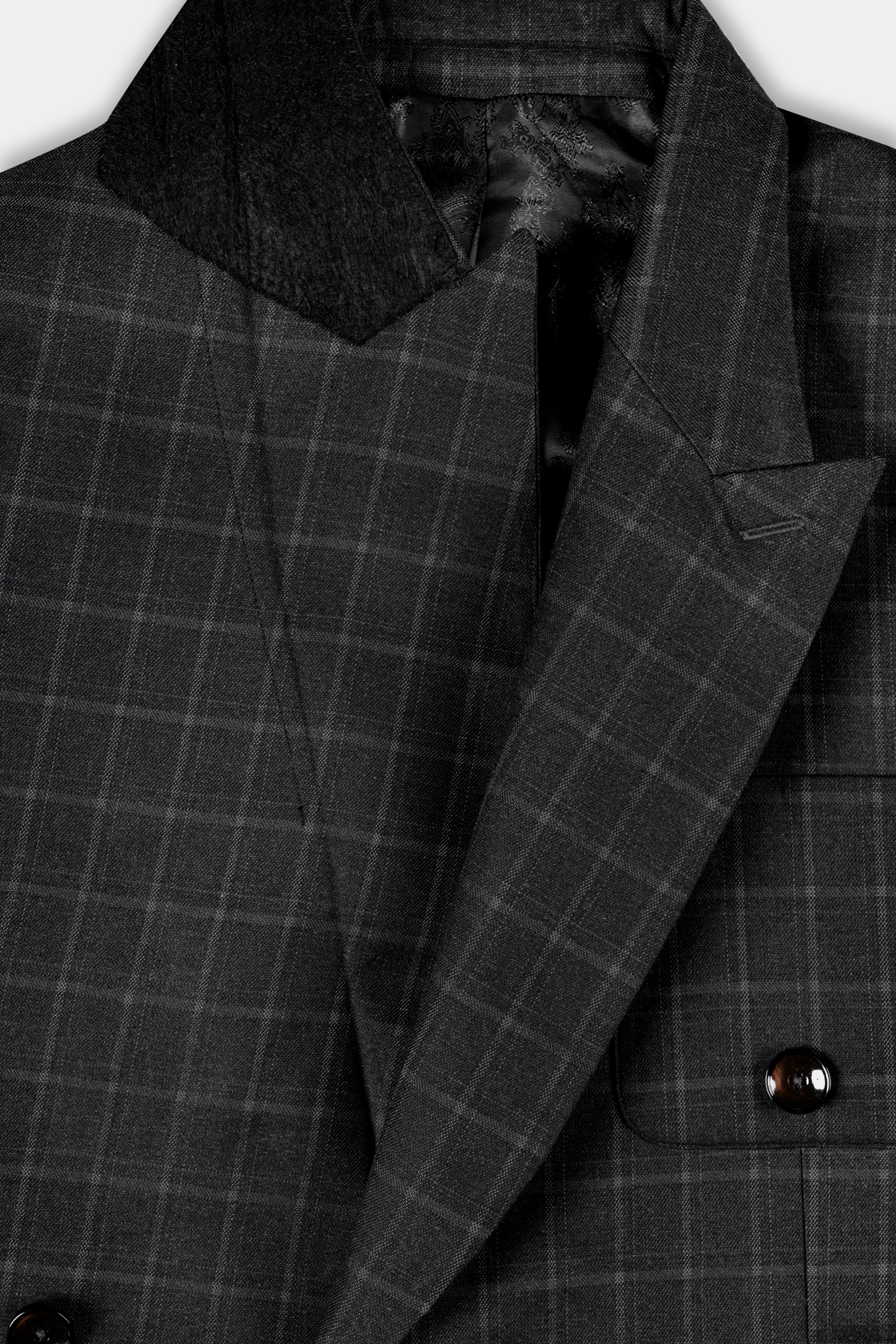 Zeus Light Black Windowpane Double Breasted Blazer