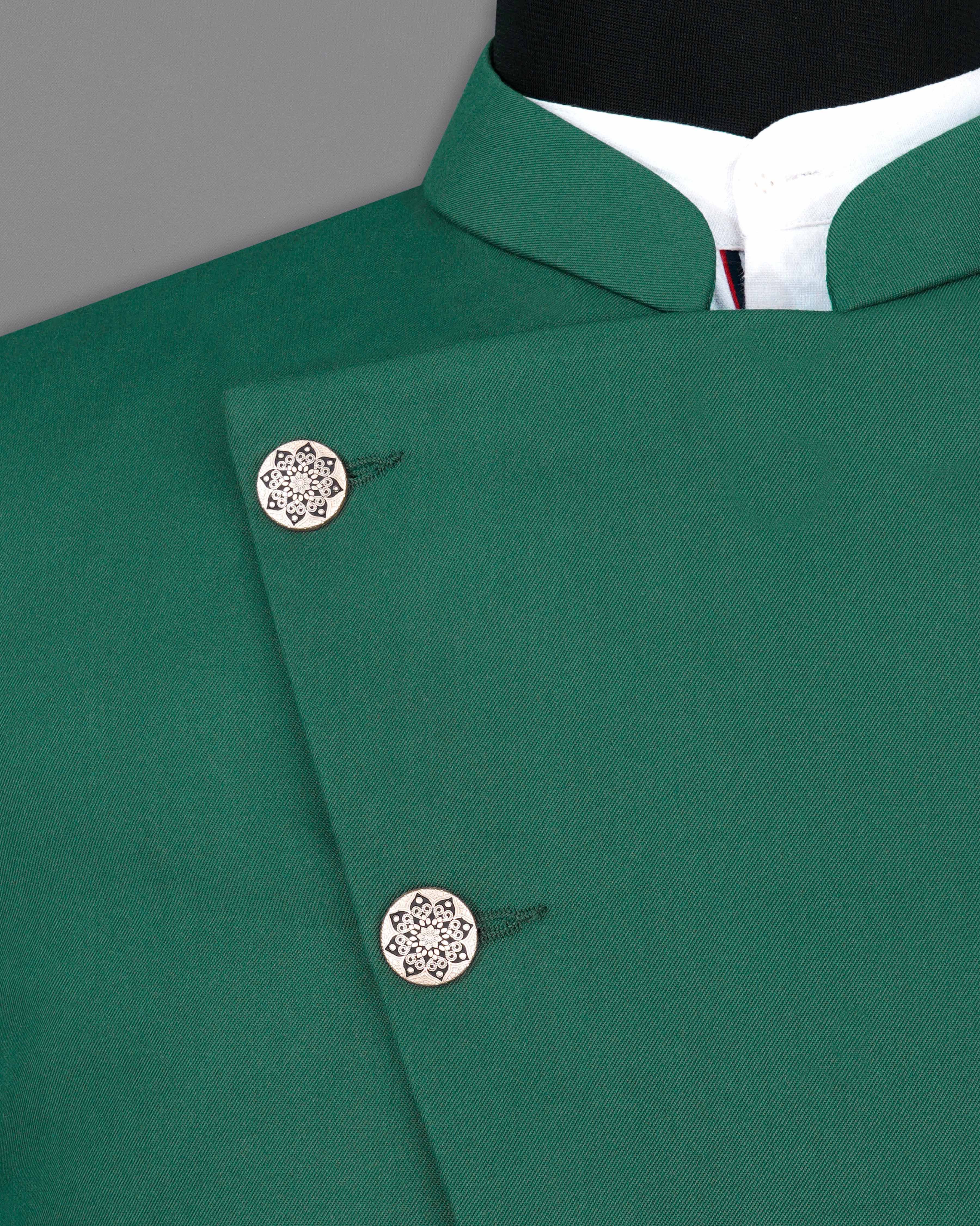 Stromboli Green Cross Buttoned Bandhgala Blazer BL2037-CBG-36, BL2037-CBG-38, BL2037-CBG-40, BL2037-CBG-42, BL2037-CBG-44, BL2037-CBG-46, BL2037-CBG-48, BL2037-CBG-50, BL2037-CBG-52, BL2037-CBG-54, BL2037-CBG-56, BL2037-CBG-58, BL2037-CBG-60