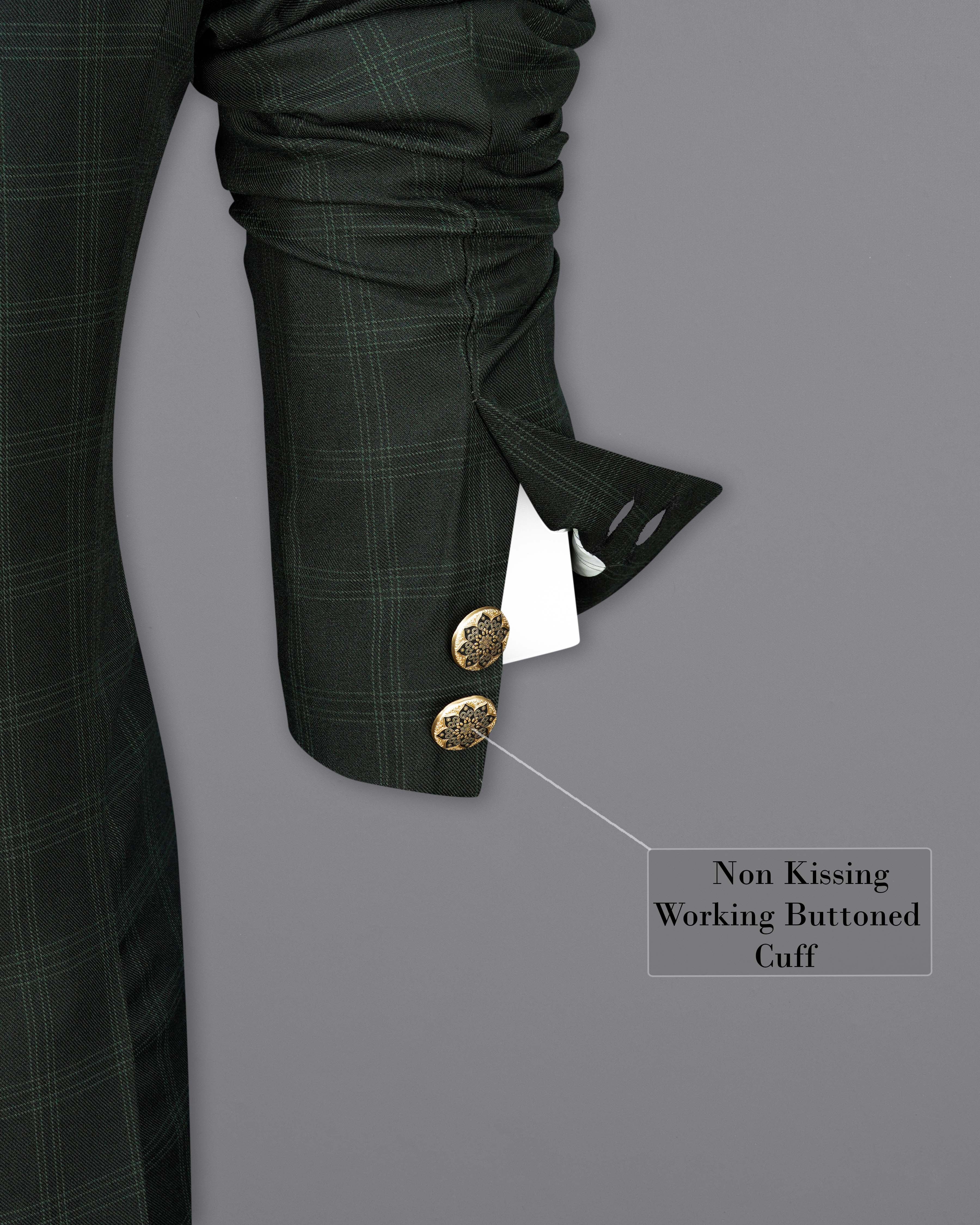 Zeus Green Plaid Cross Buttoned Bandhgala Blazer BL2039-CBG2-36, BL2039-CBG2-38, BL2039-CBG2-40, BL2039-CBG2-42, BL2039-CBG2-44, BL2039-CBG2-46, BL2039-CBG2-48, BL2039-CBG2-50, BL2039-CBG2-52, BL2039-CBG2-54, BL2039-CBG2-56, BL2039-CBG2-58, BL2039-CBG2-60