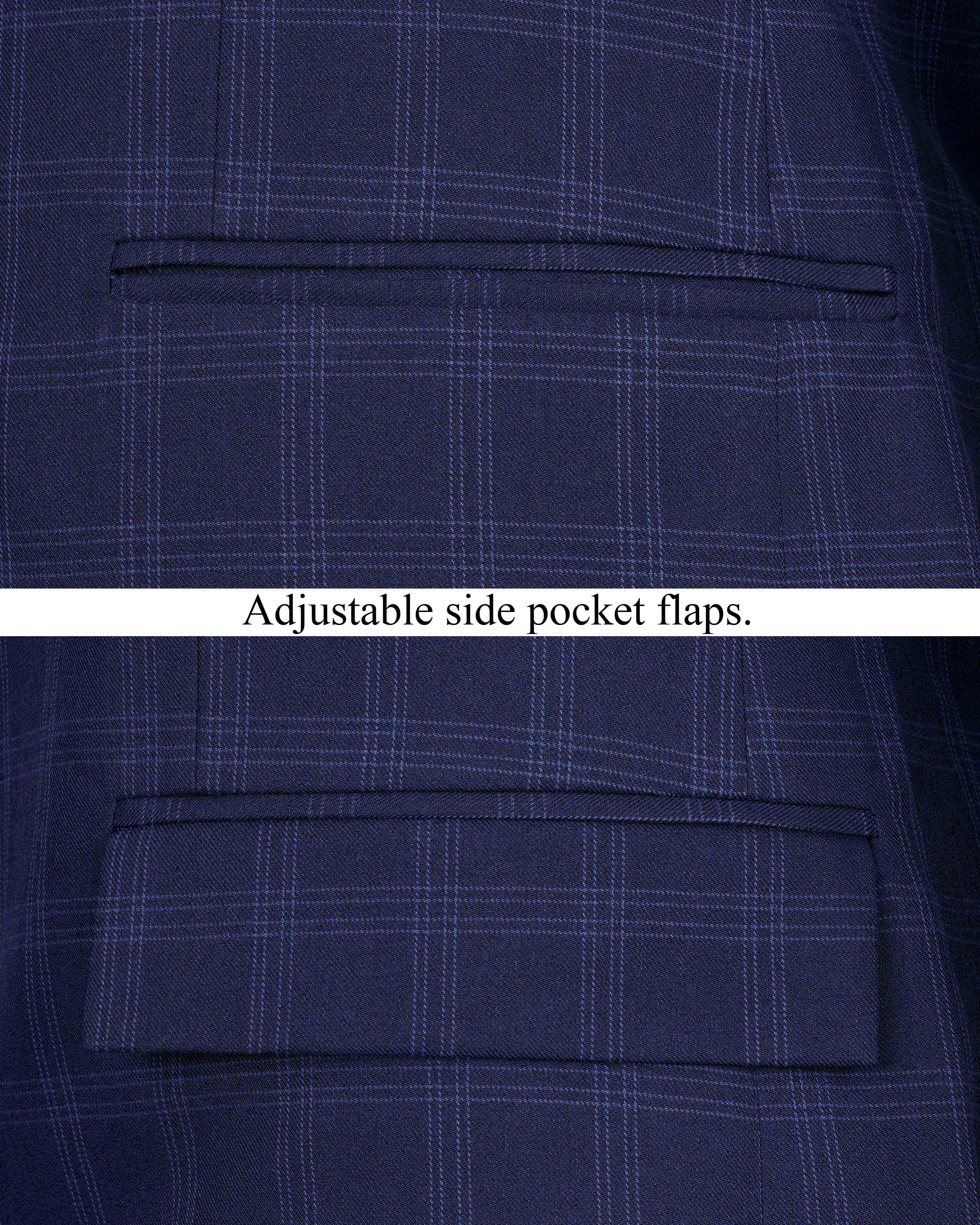 Baltic Sea Blue Windowpane Cross Buttoned Bandhgala Blazer BL2072-CBG2-36, BL2072-CBG2-38, BL2072-CBG2-40, BL2072-CBG2-42, BL2072-CBG2-44, BL2072-CBG2-46, BL2072-CBG2-48, BL2072-CBG2-50, BL2072-CBG2-52, BL2072-CBG2-54, BL2072-CBG2-56, BL2072-CBG2-58, BL2072-CBG2-60