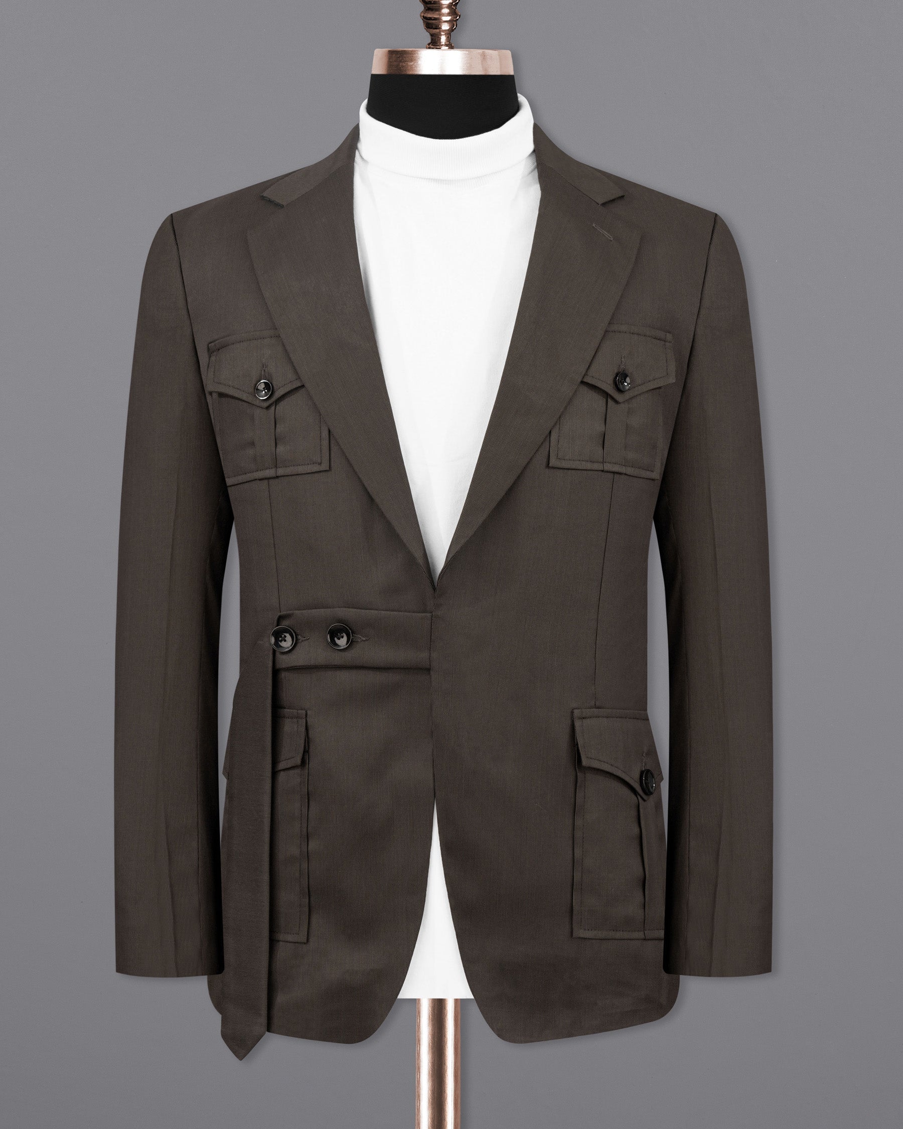 Kilamanjaro Brown Belt Closure Designer Blazer