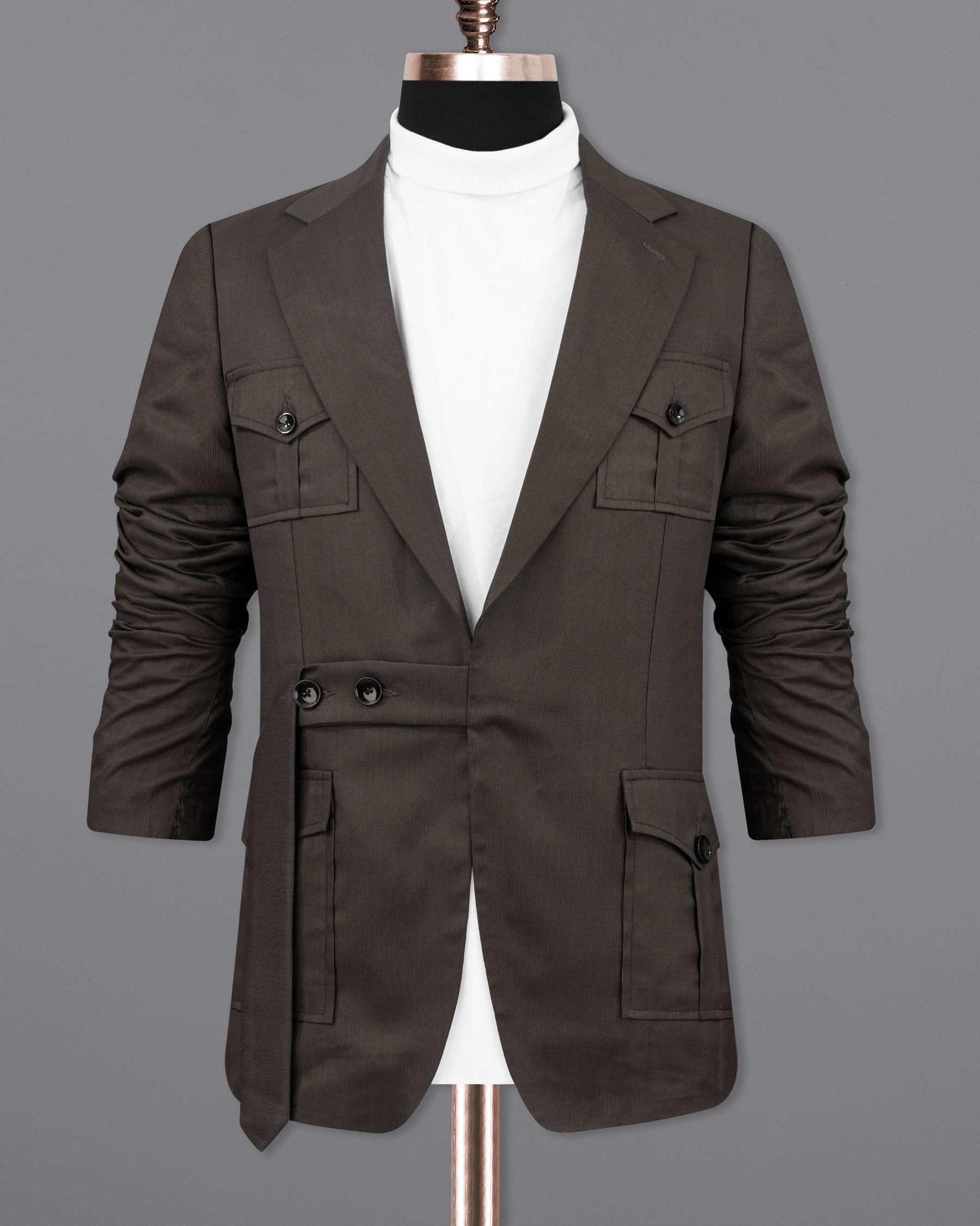 Kilamanjaro Brown Belt Closure Designer Blazer